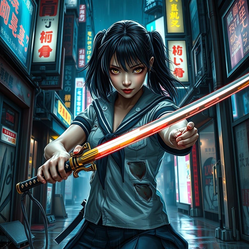 1024x1024 Gogo Yubari Gogo Yubari with Glowing Katana