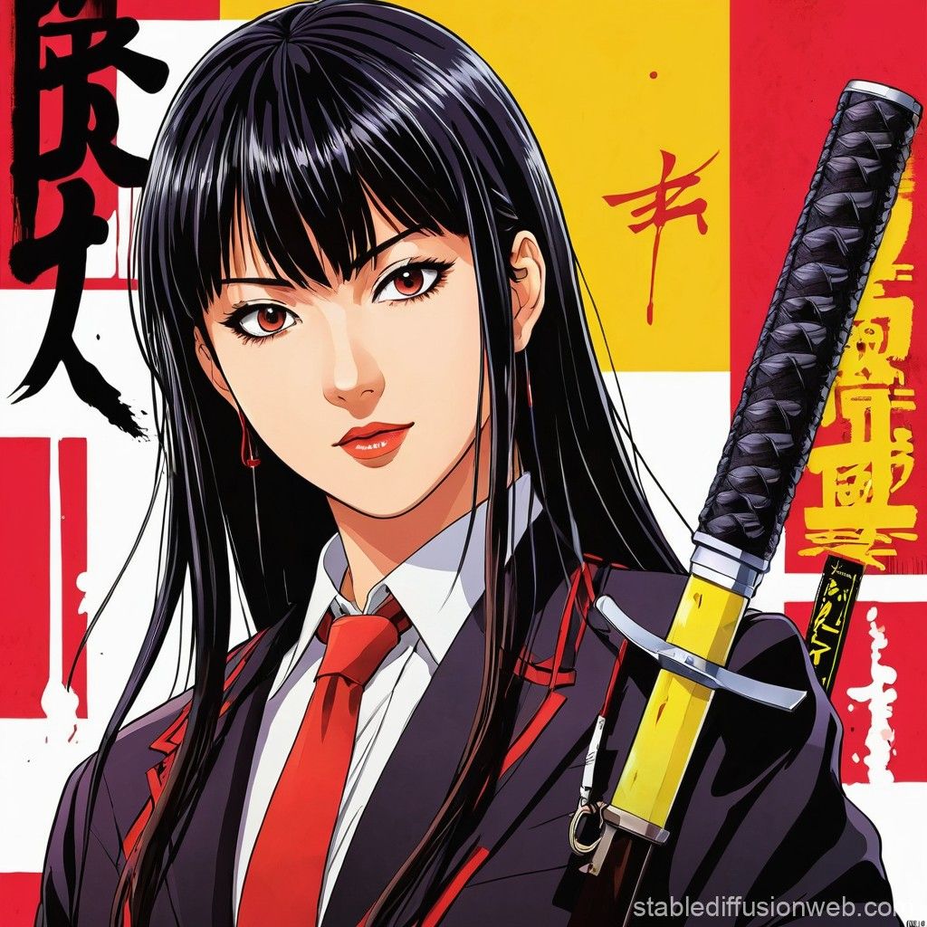 1024x1024 Gogo Yubari as a Man from Kill Bill. Stable Diffusion Online