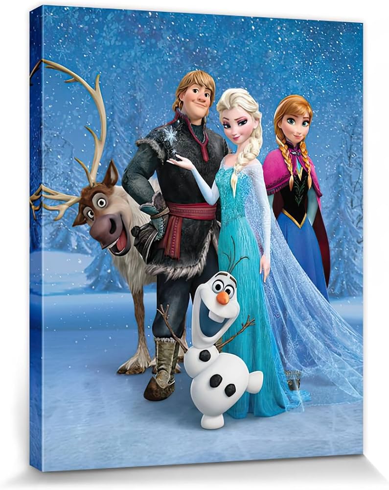 795x1000 1art1 Frozen Elsa, Kristoff, Anna, Olaf and Sven Canvas Wall Poster XXL Framed. Stretched on Wooden Frame. Picture 50 x 40 cm : Amazon.com.be: Home & Kitchen