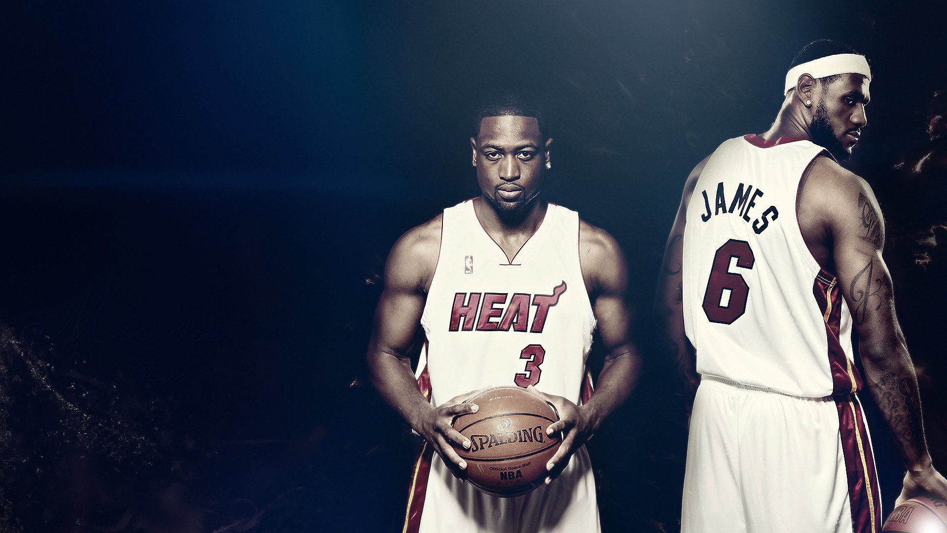 1920x1080 dwyane, Wade, Spalding, Lebron, James, Heat, Basketball, Nba, Basketball, Miami Wallpaper HD / Desktop and Mobile Background