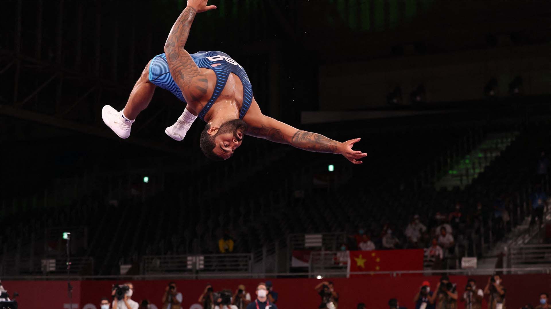 1920x1080 Gable Steveson literally flips out after gold medal victory