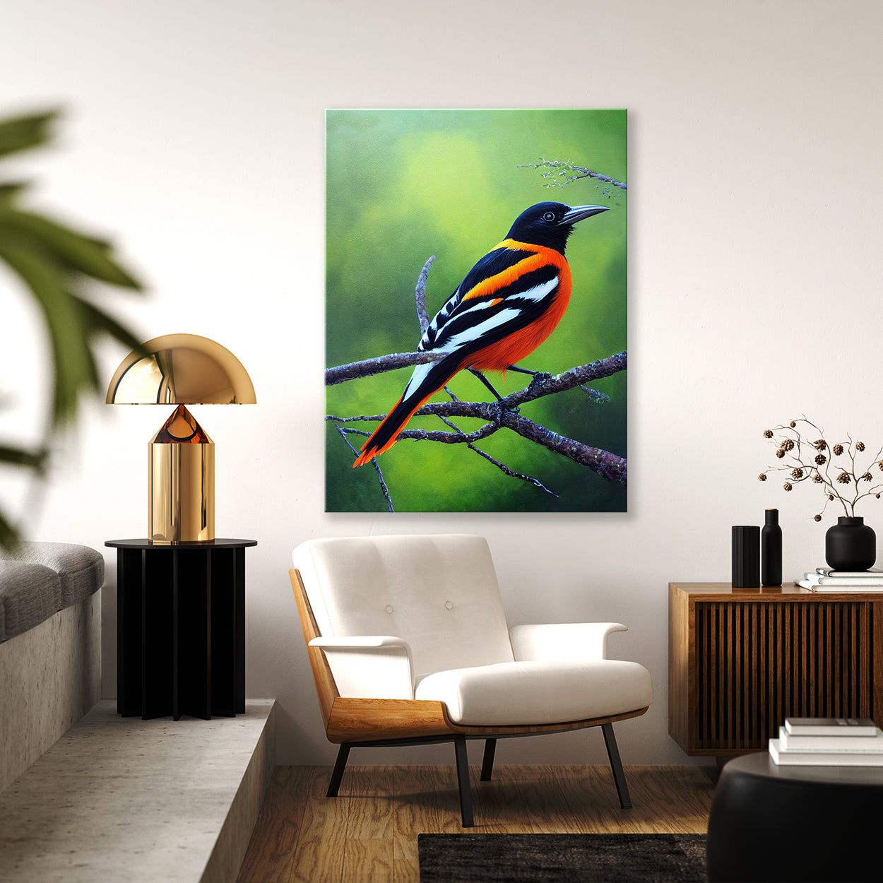 1250x1250 Oriole Bird 7 Canvas Wall Art Print Decor Artwork Picture Painting Poster