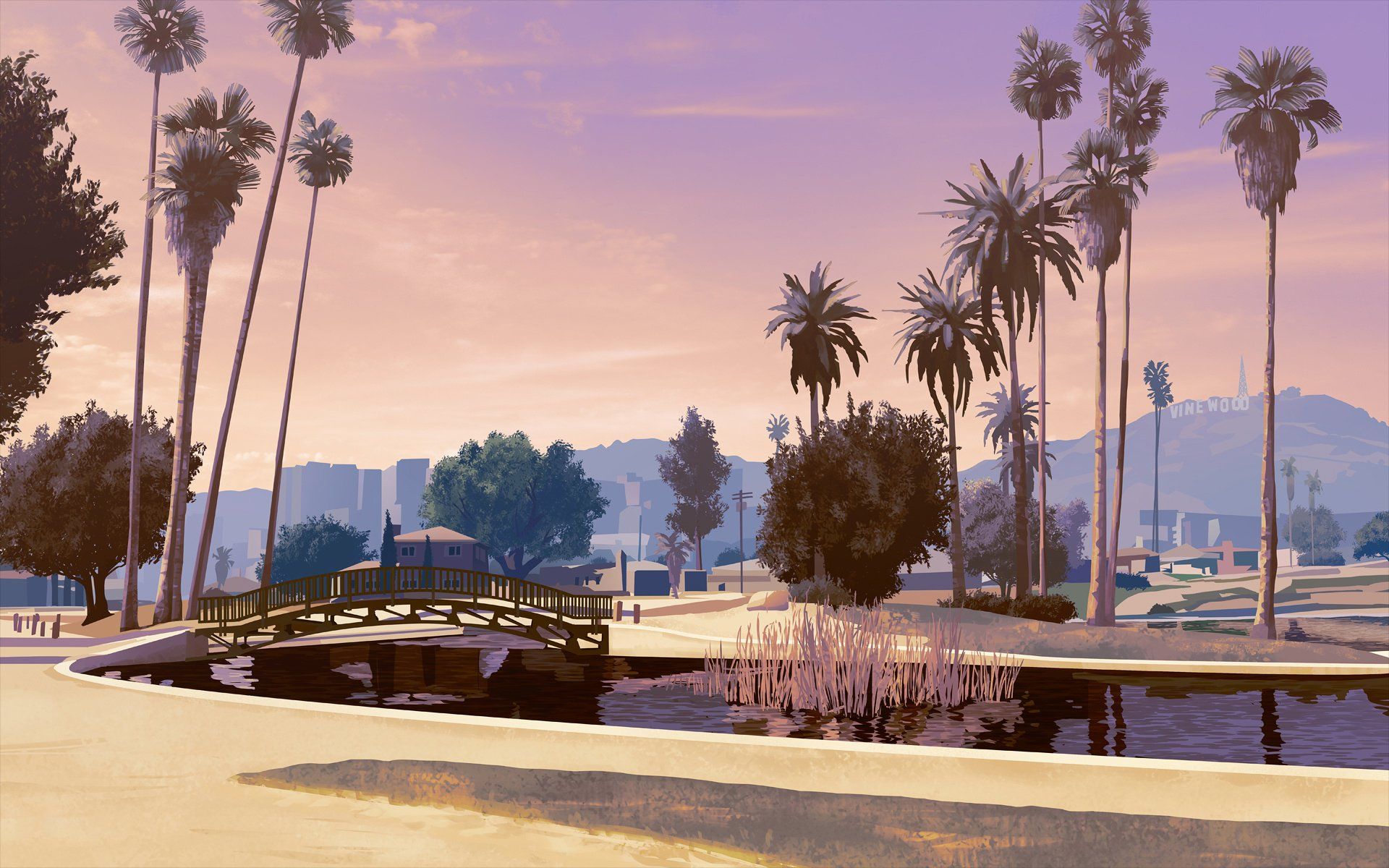 1920x1200 Stunning HD Wallpaper of Grand Theft Auto V's Iconic Landscapex1200