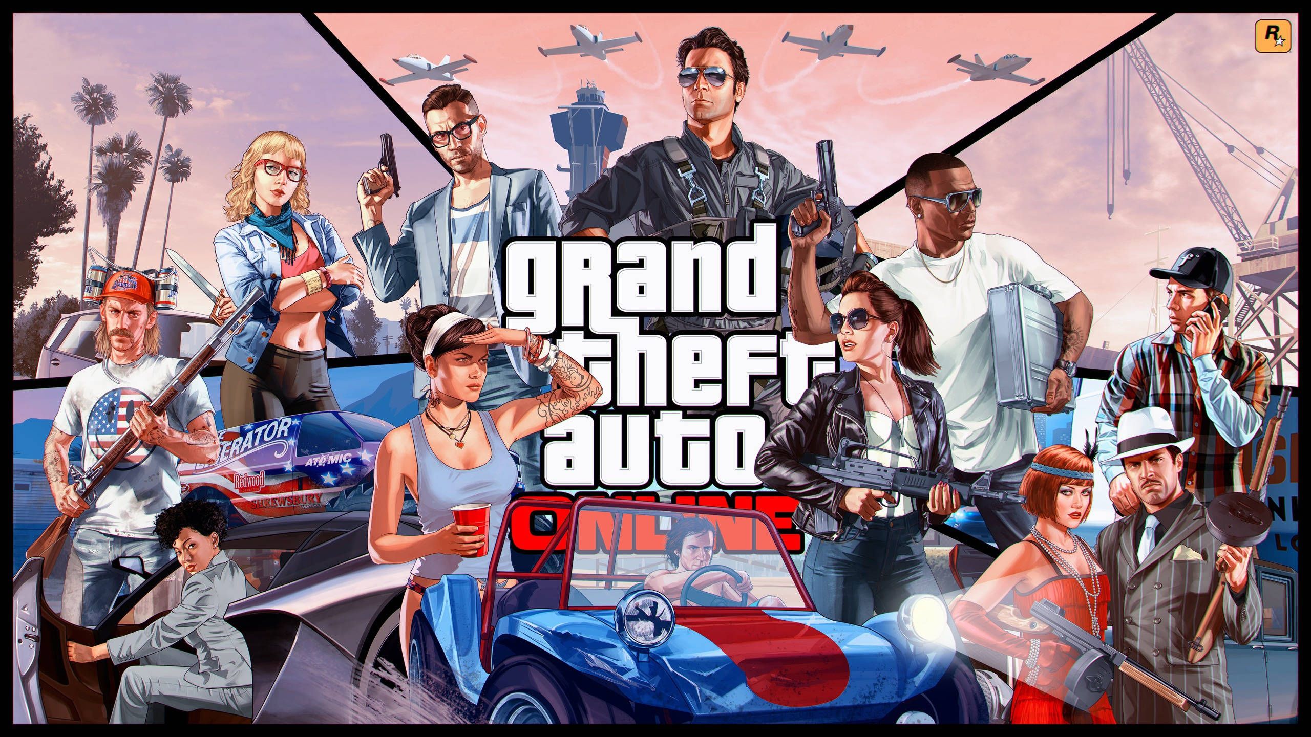 2560x1440 Download GTA 5 Landscape Collage Wallpaper