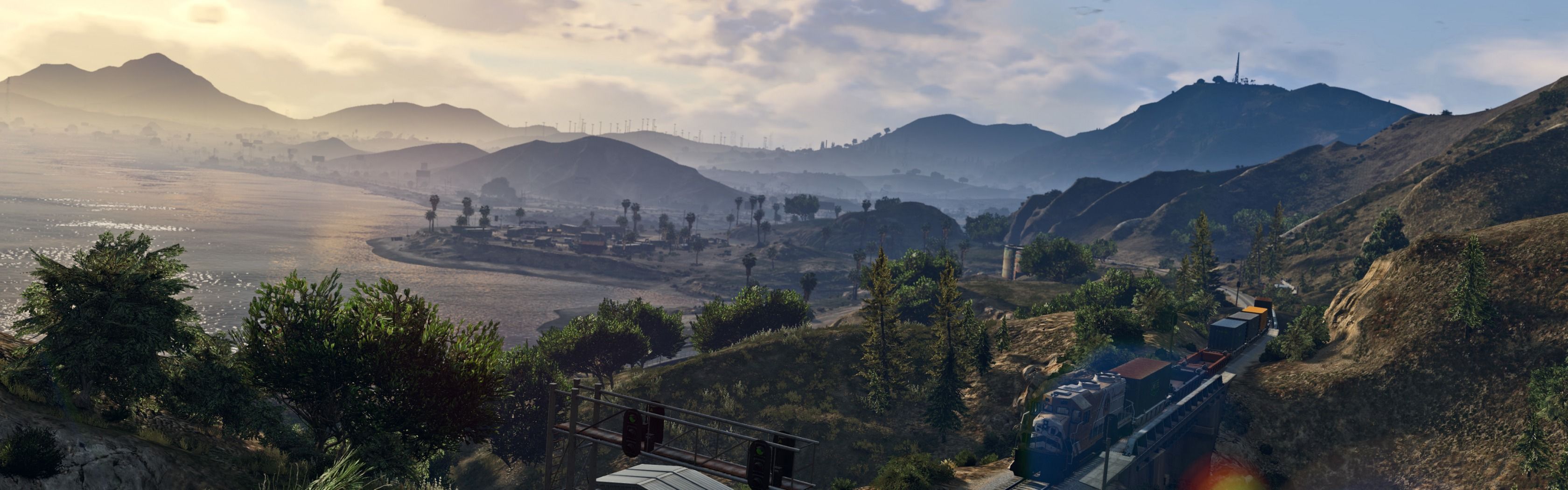 3360x1050 Wallpaper Grand Theft Auto v, Rockstar Games, Playstation Mountainous Landforms, Highland, Background Free Image