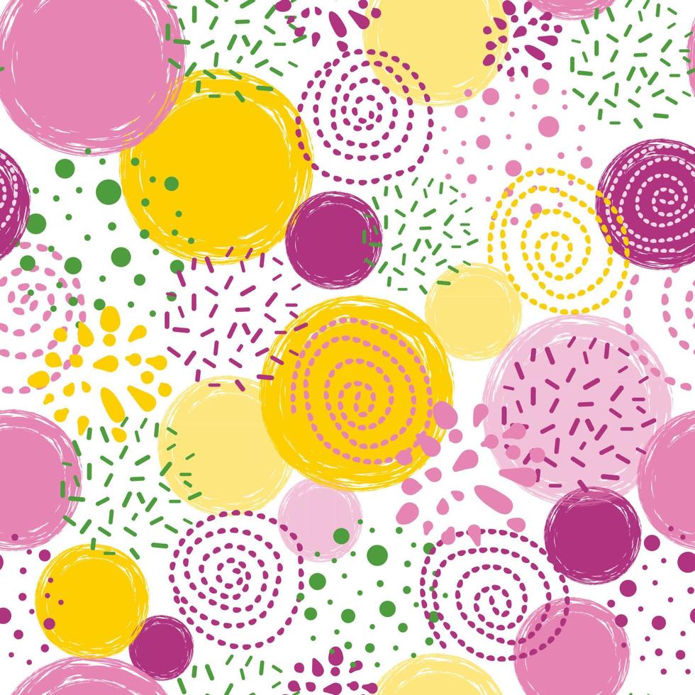 980x980 Multi colored seamless pattern polka dot abstract ornament hand drawn circles, round shapes. Repeat vector illustration for wallpaper, wrap Colorful dots background