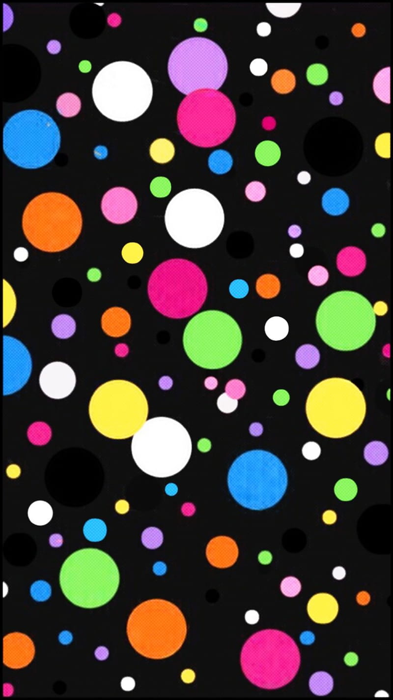 800x1423 Polka Dot Frenzy, balls, black, circle, colorful, green, pink, HD phone wallpaper