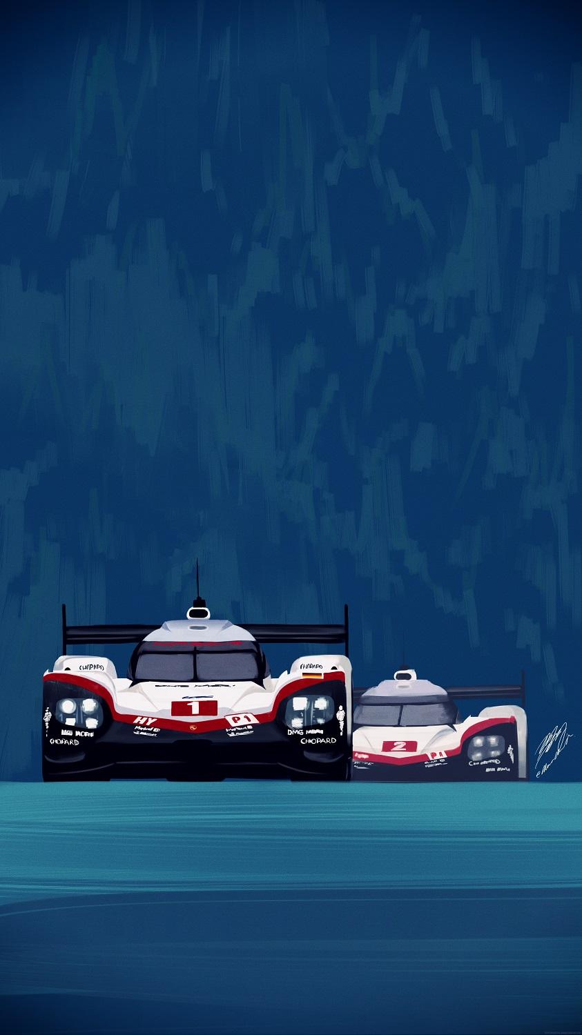 843x1500 New Art Flight of the White Garuda Porsche 919 at Nurburgring