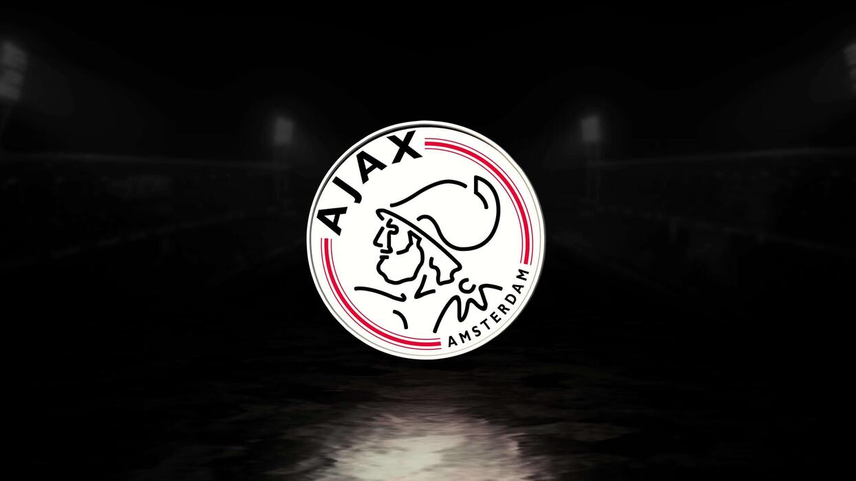 1244x700 AFC Ajax football club logo animation on a dark background