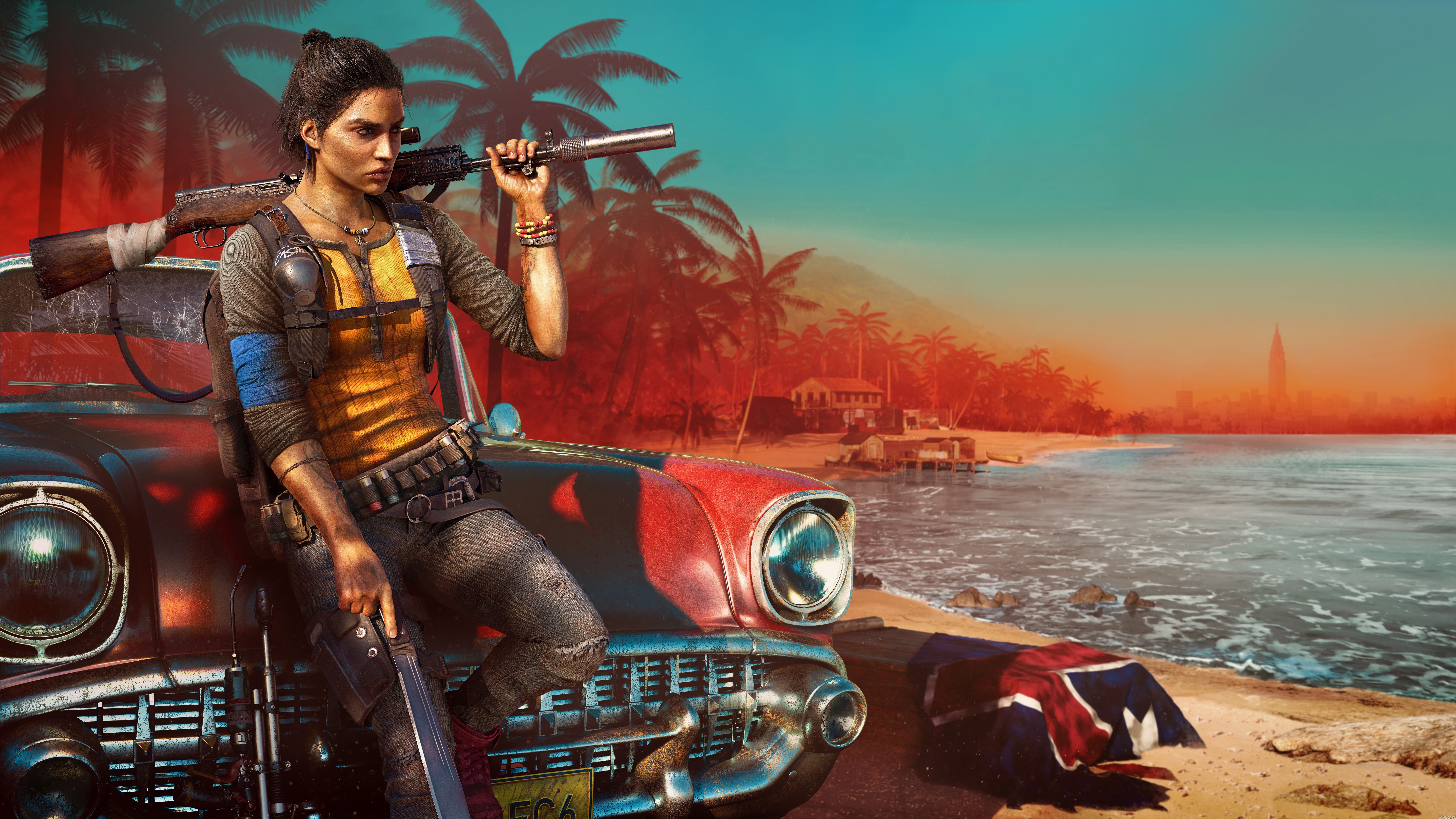 9000x5062 Free game, shooter, girl 8K wallpaper for desktop and phone