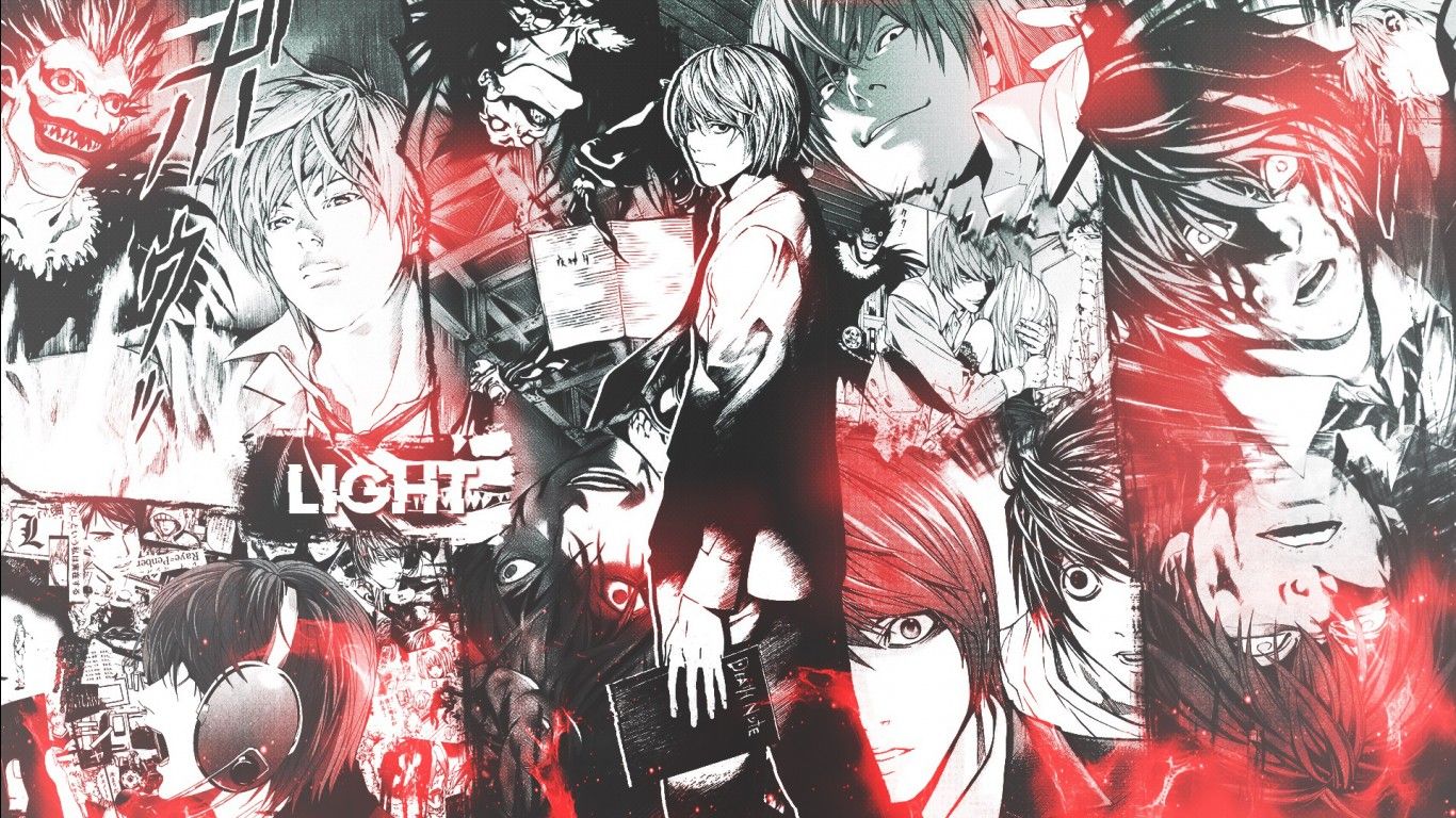 1366x768 collage of light yagami death note HD anime Wallpaper