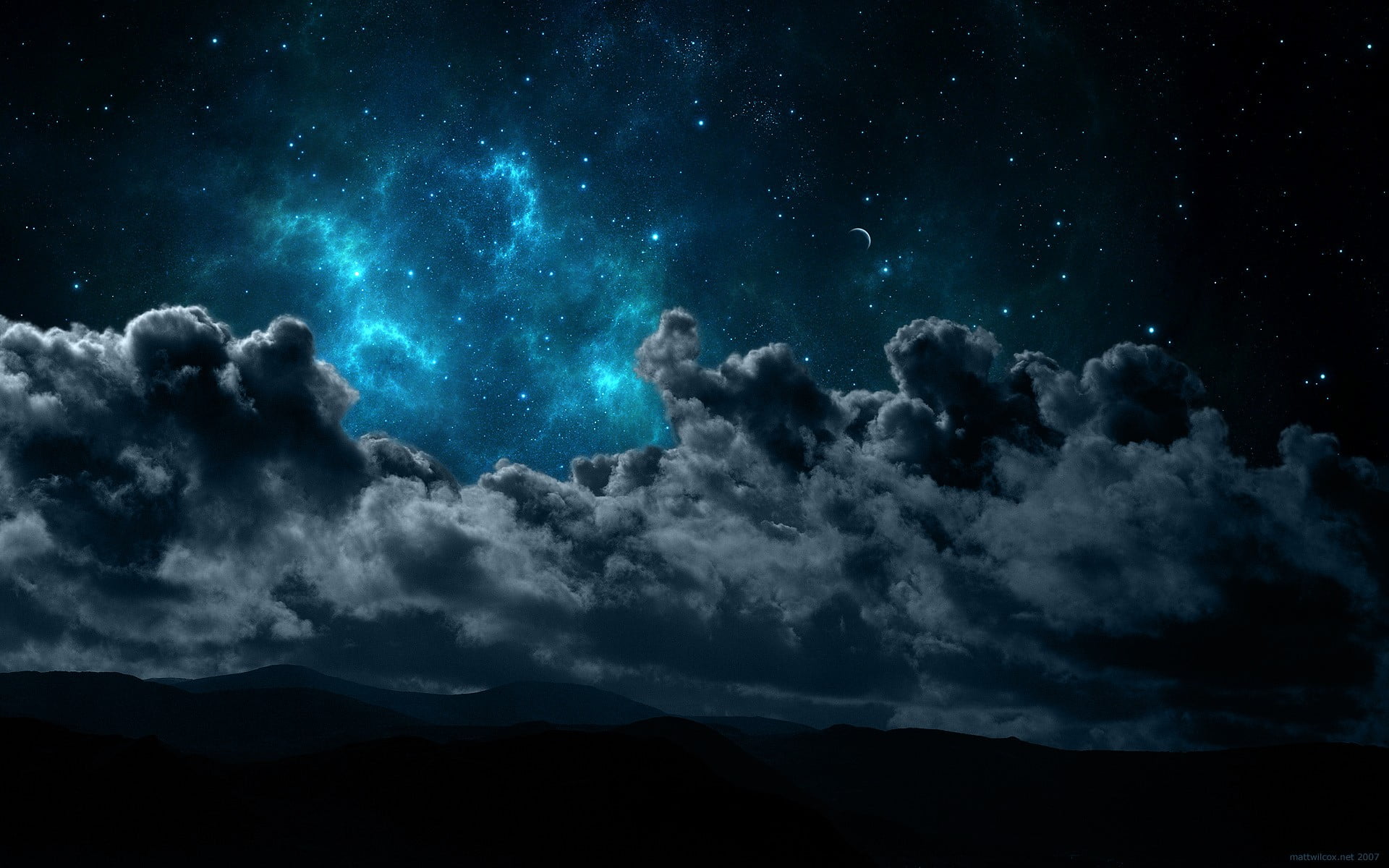 1920x1200 Grey clouds, space, stars, sky, night HD wallpaper