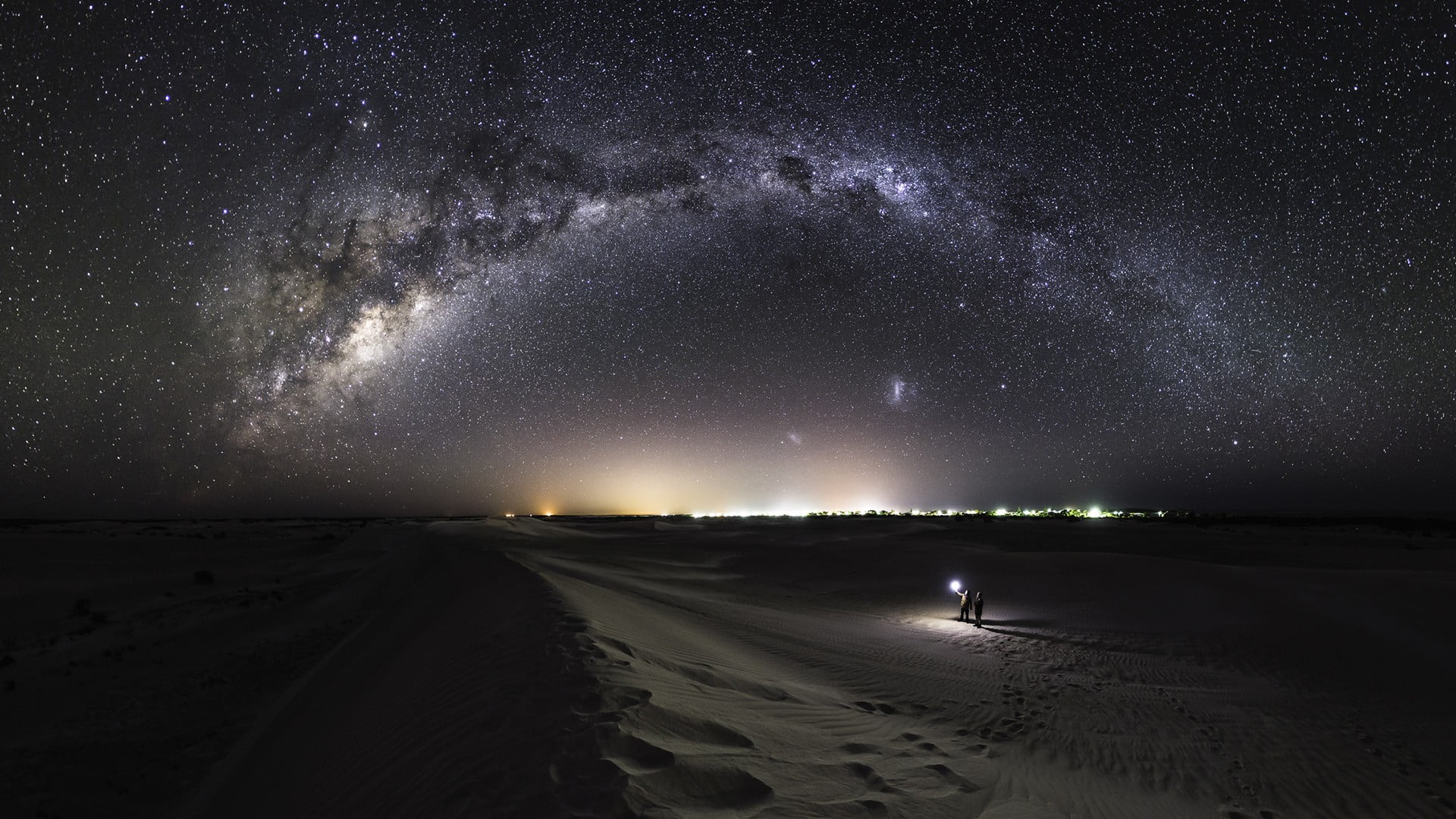 1920x1080 Grey sand, galaxy, night HD wallpaper