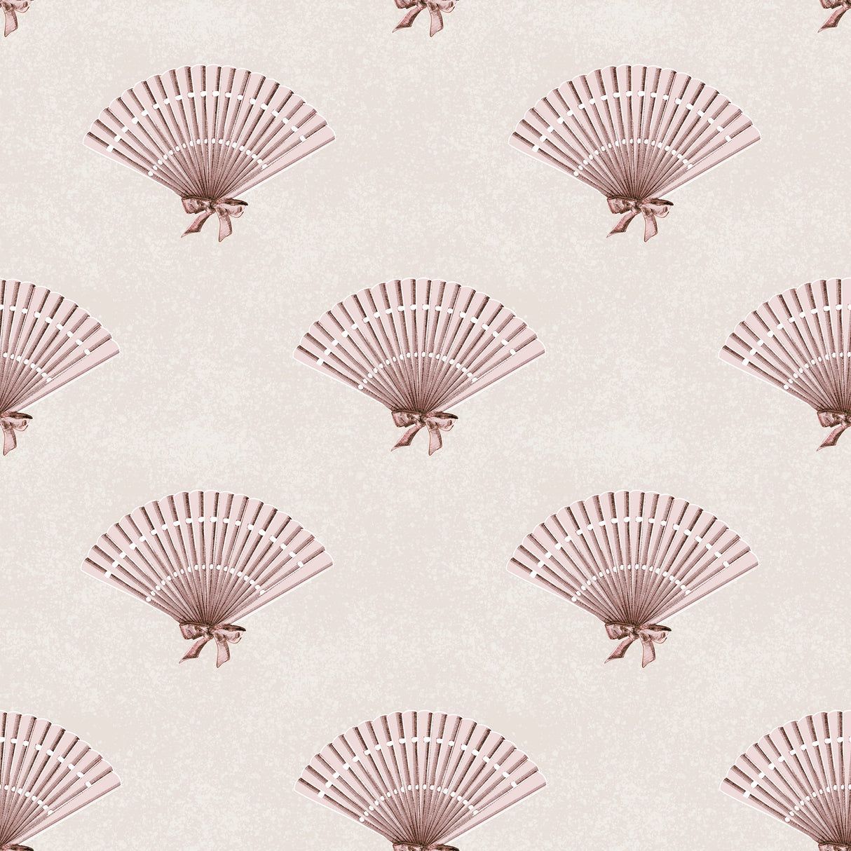 1214x1214 Neutral Pink Preppy Coquette Bow Fan Wallpaper 24W x 120H / Smooth Vinyl Peel & Stick