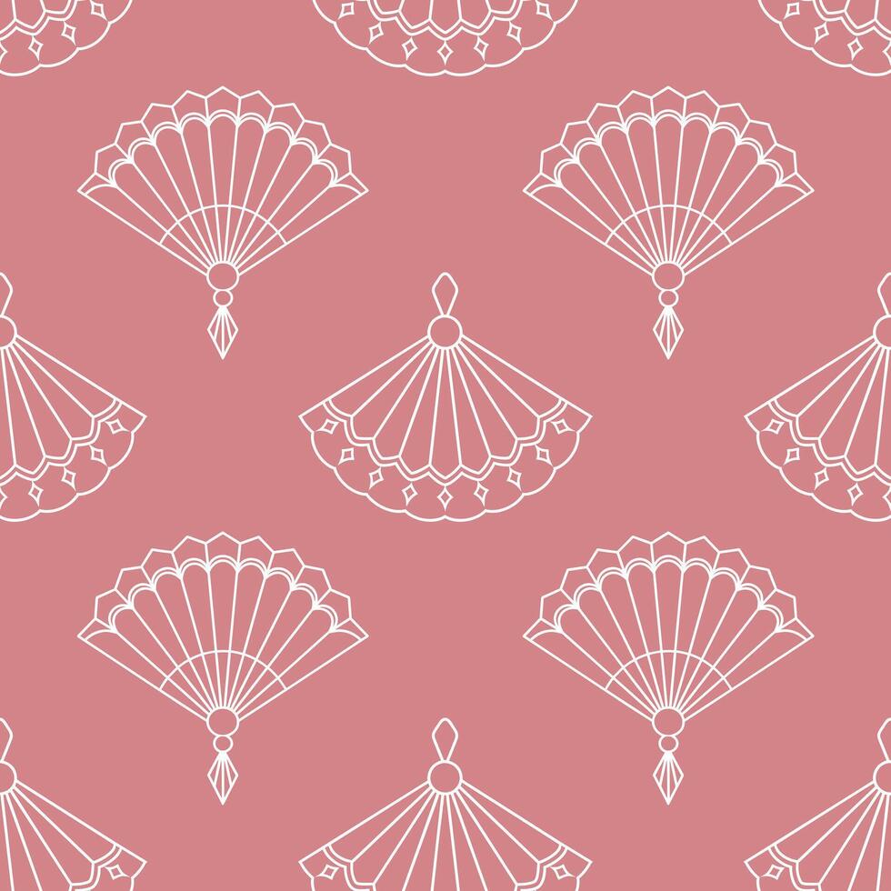 980x980 Seamless background of paper fans. Background from a hand fan. Silhouettes of Chinese, Japanese paper folding fans, traditional Asian jewelry