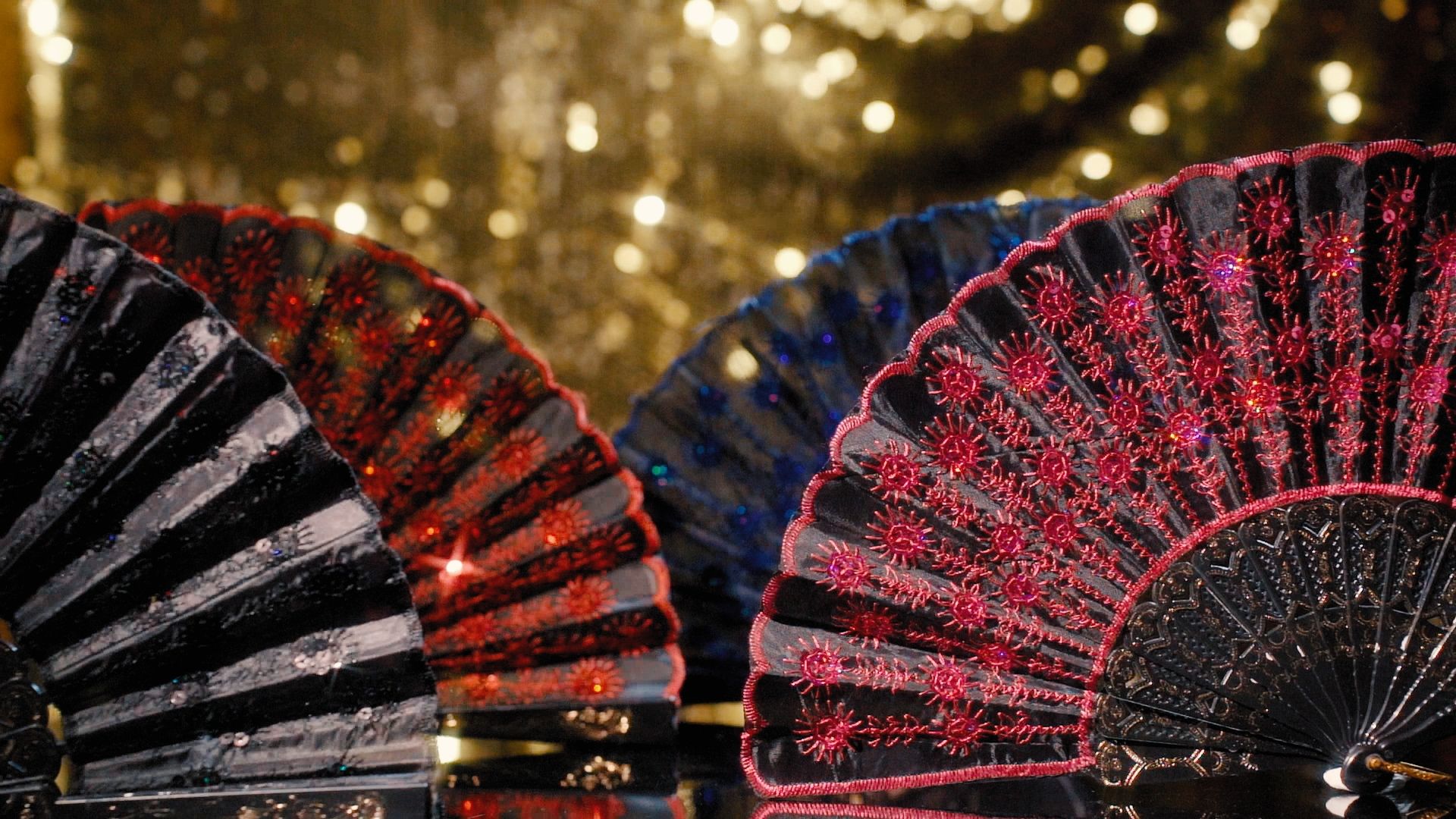 1920x1080 Jetec 2 Pcs Lace Spanish Folding Fans, Flamenco Hand Fans, Red, Black. Two embroidered sequin lace fans in red and black for flamenco, costumes, weddings and photo props