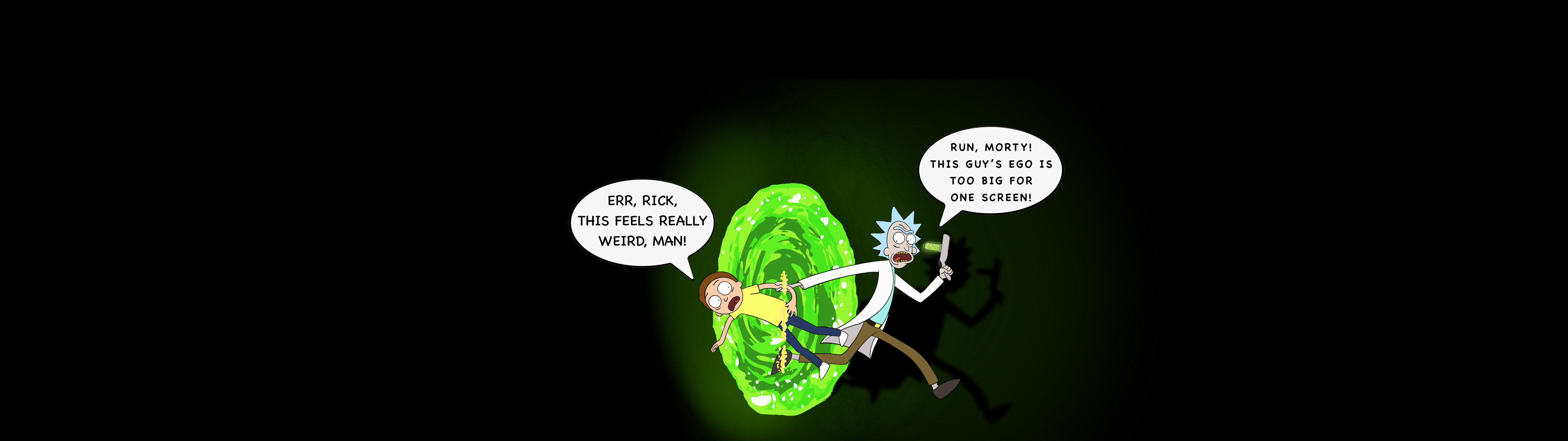 5120x1440 Rick And Morty Portal Wallpaper I Drew For Two Split Screen Monitors. Ideal Resolution Is 5120x1440. Enjoy :)