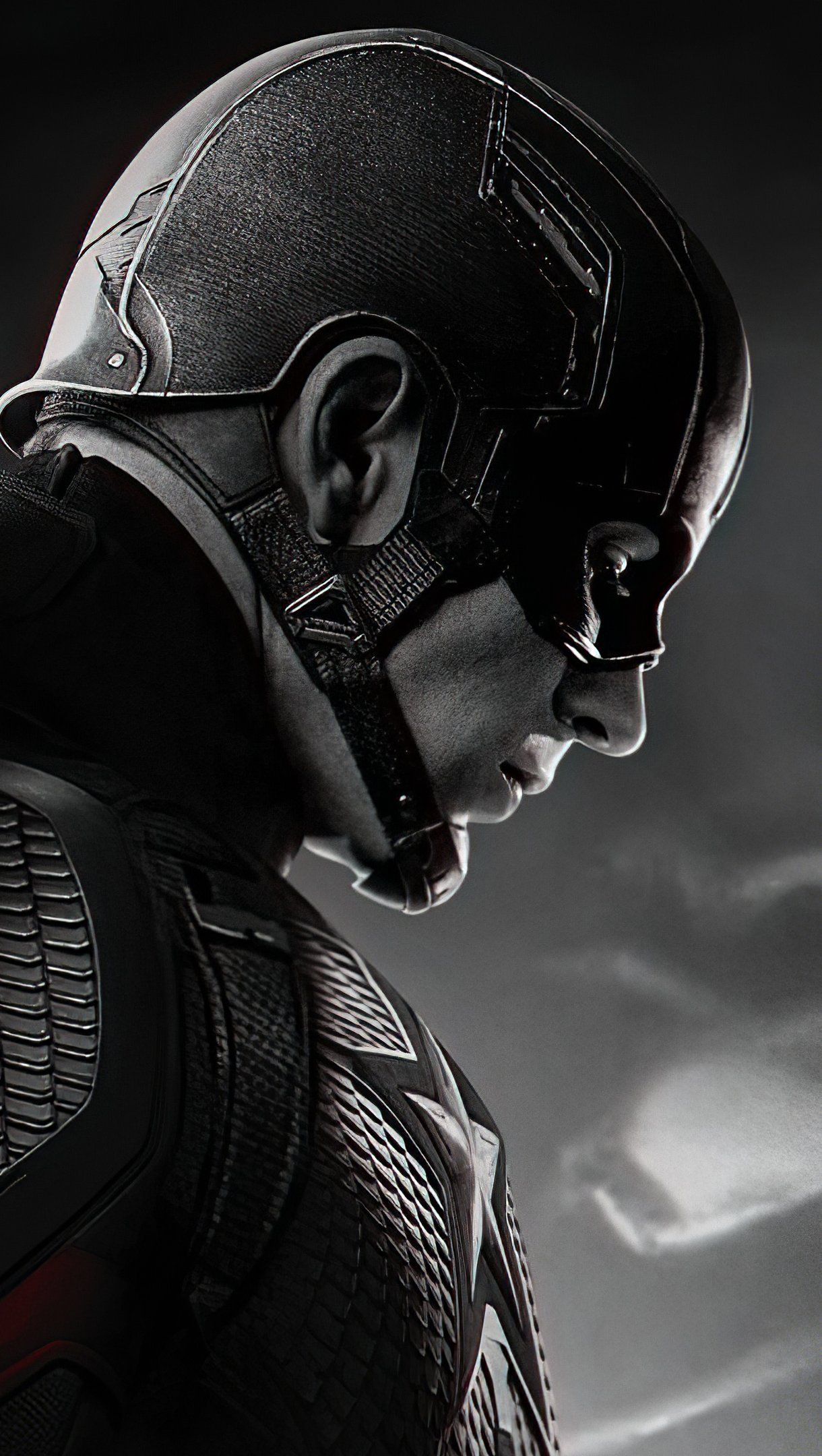 1220x2160 Captain America Black And White Wallpaper