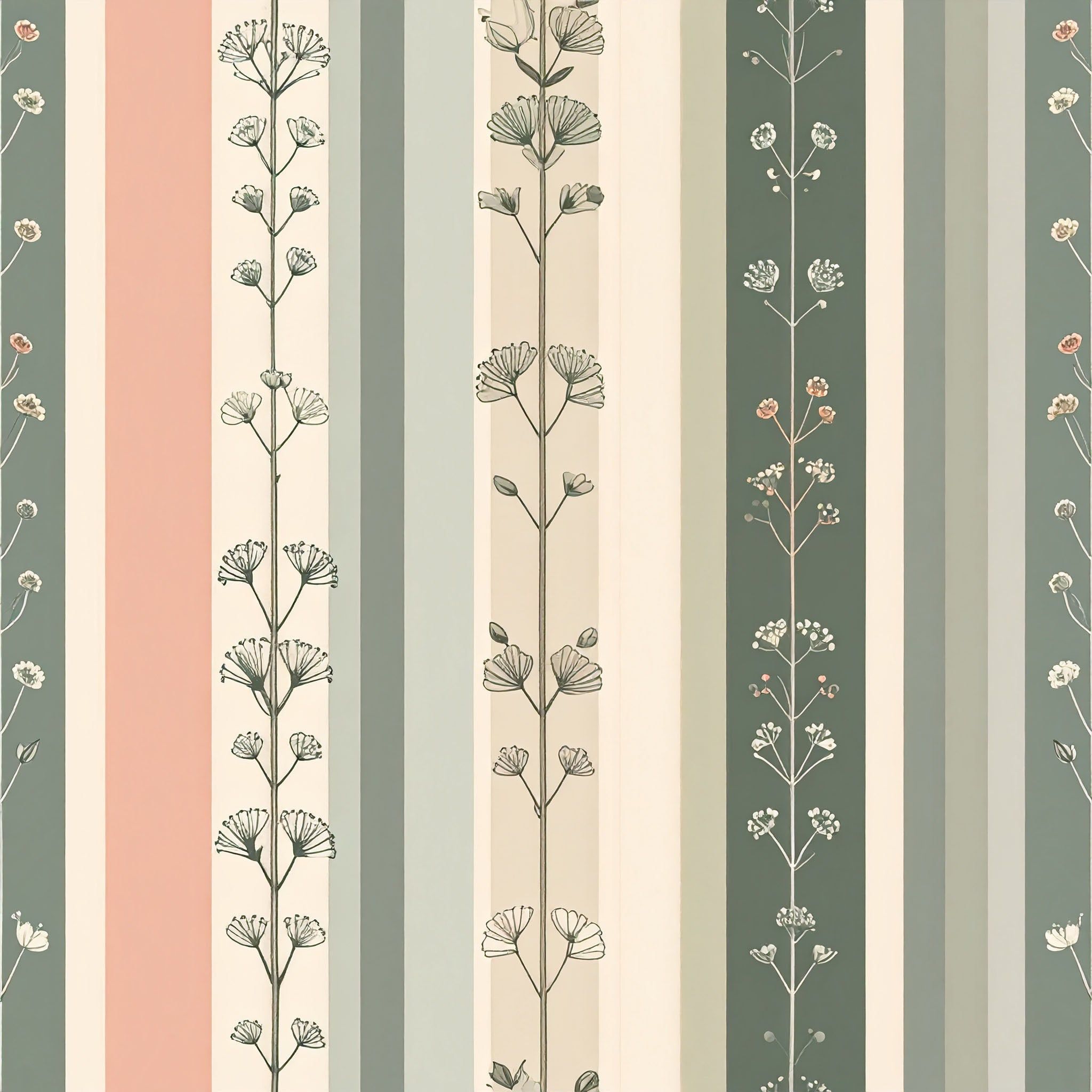 2048x2048 Minimalist Botanical Stripes Wallpaper and Stick Airy