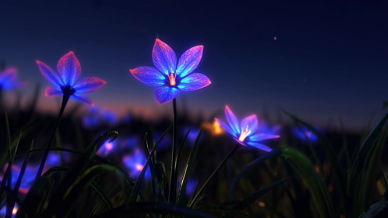 1300x731 Close Up Video Angle Glowing Flowers