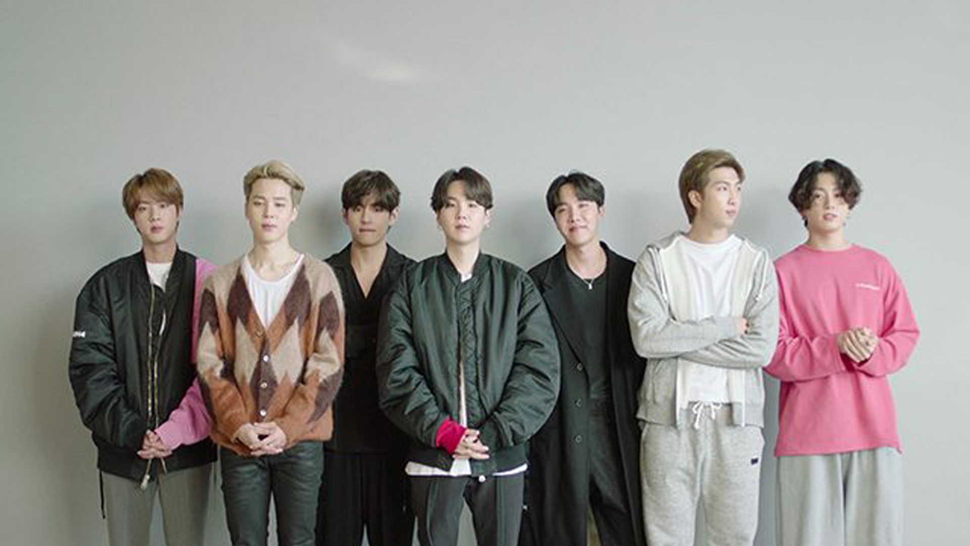 1920x1080 RM J Hope Jimin V Jungkook Jin Suga In White Wall Background HD BTS Wallpaper
