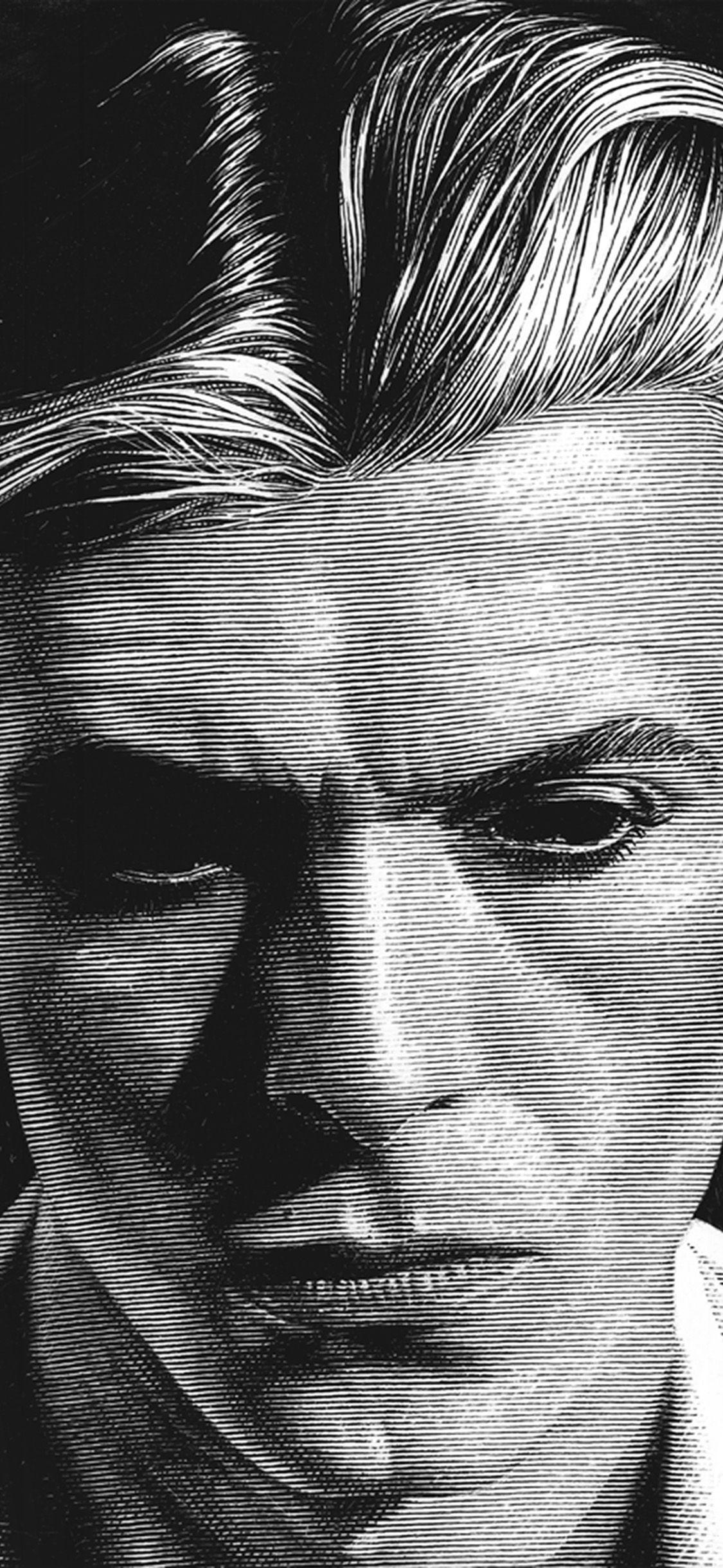1125x2436 iPhone X wallpaper. david bowie art face singer artist bw dark illust anime
