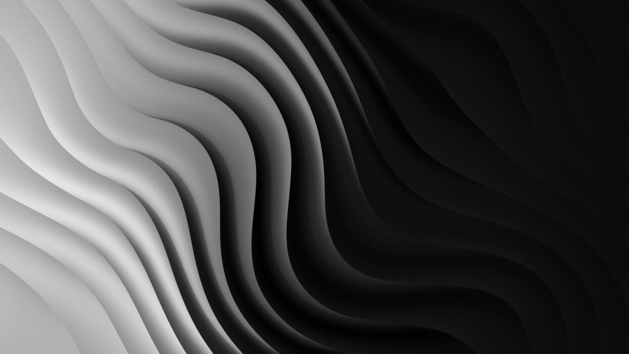1244x700 Abstract Black and White Split Screen Waves Animation 4K 60fps Seamless Loop. Minimalist Dual Tone Fluid Motion. Monochrome Gradient Wave Background for Design, VJ, Visuals