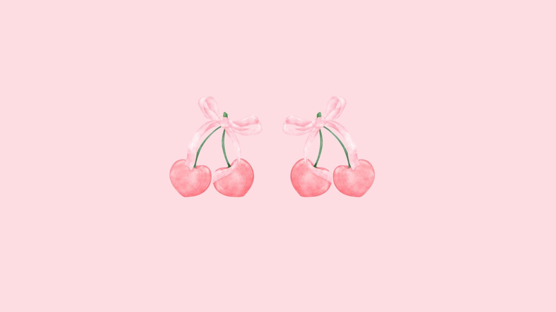 1920x1080 Cherries and pink bows desktop wallpaper