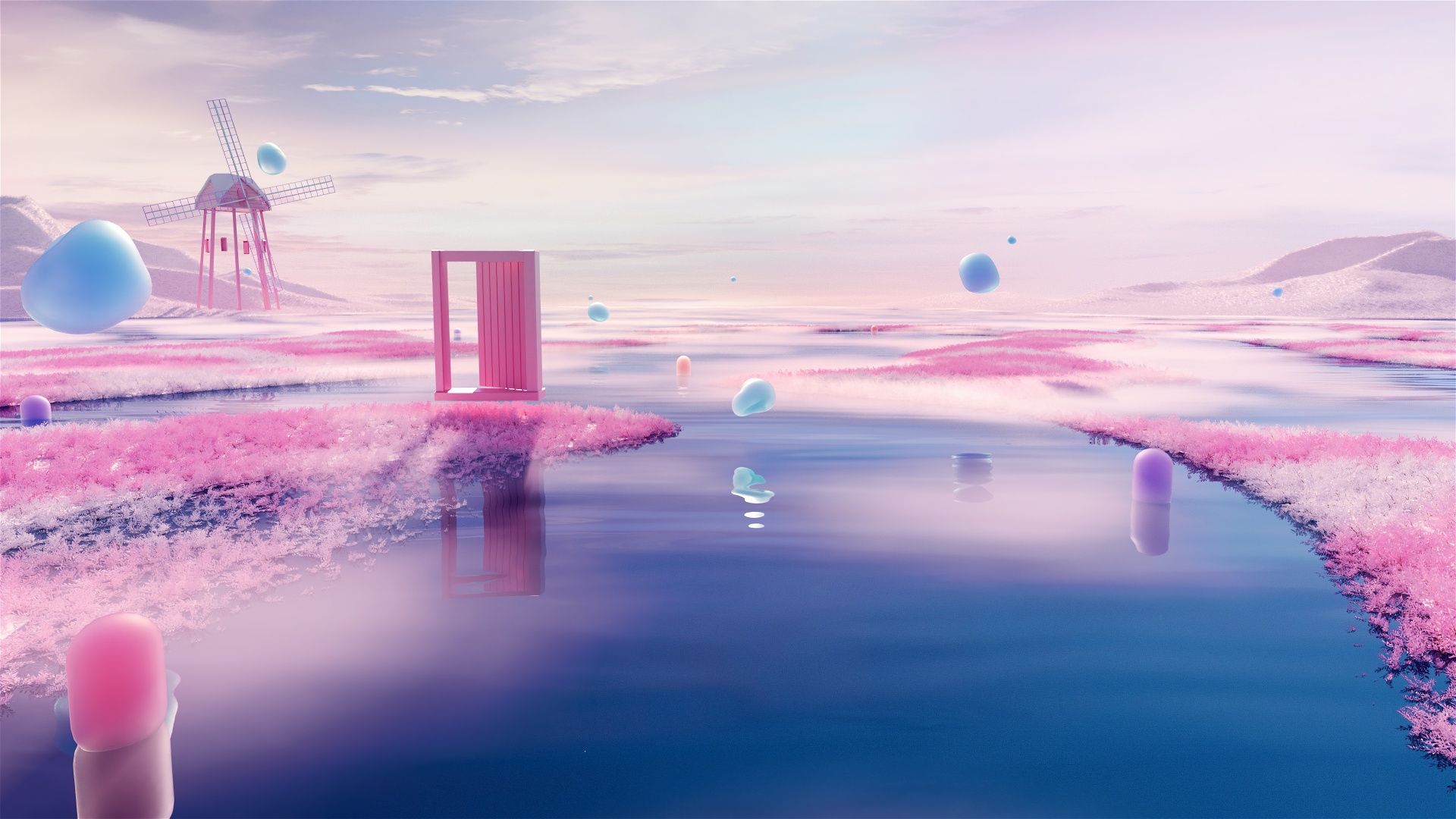 1920x1080 Pink aesthetic Wallpaper 4K, Outdoor, Surrealism, River