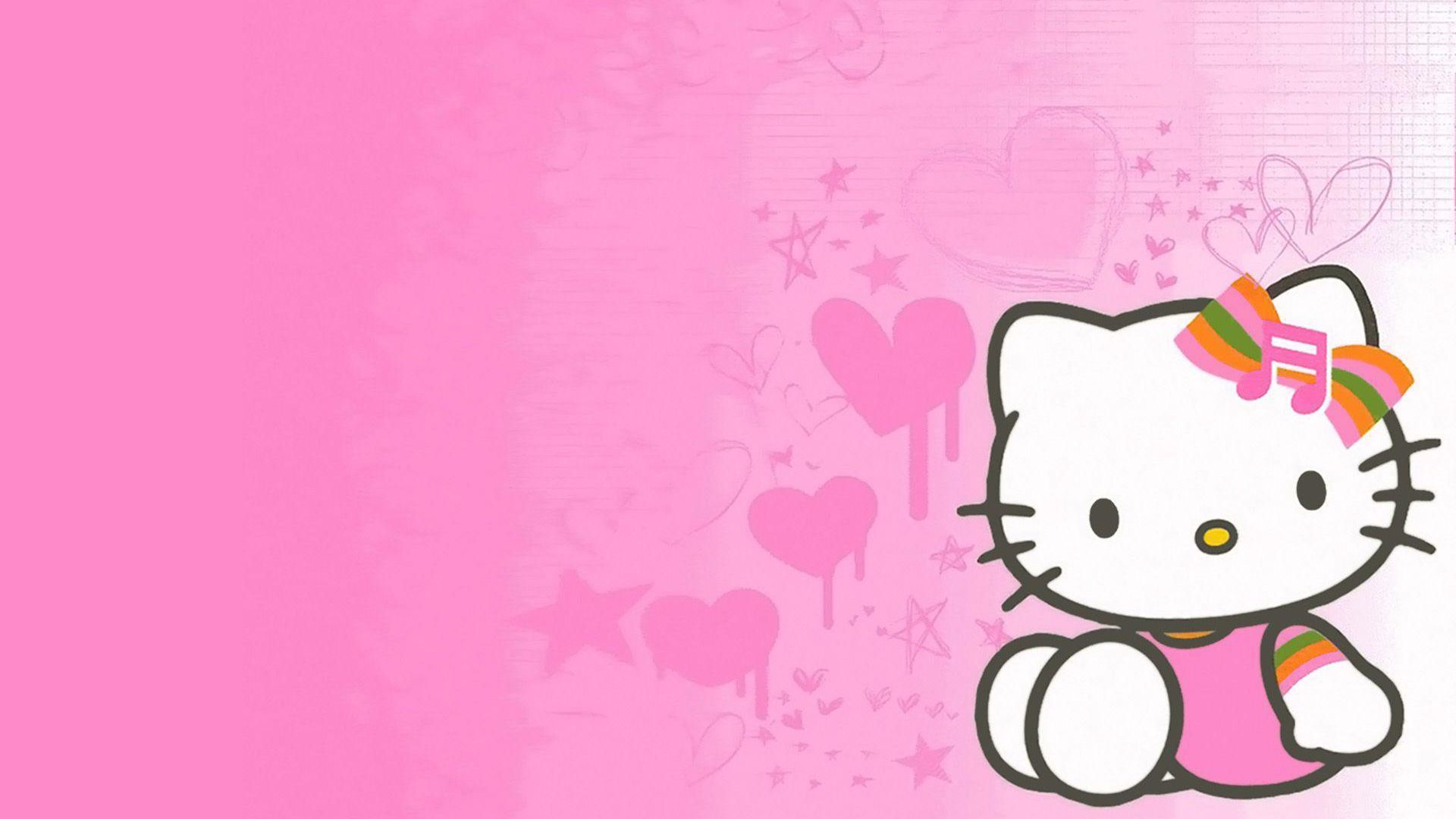 1920x1080 White Pink Hello Kitty In Light Pink Background HD Hello Kitty Wallpaper