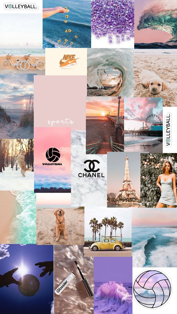 736x1308 Preppy Volleyball Collage Wallpaper