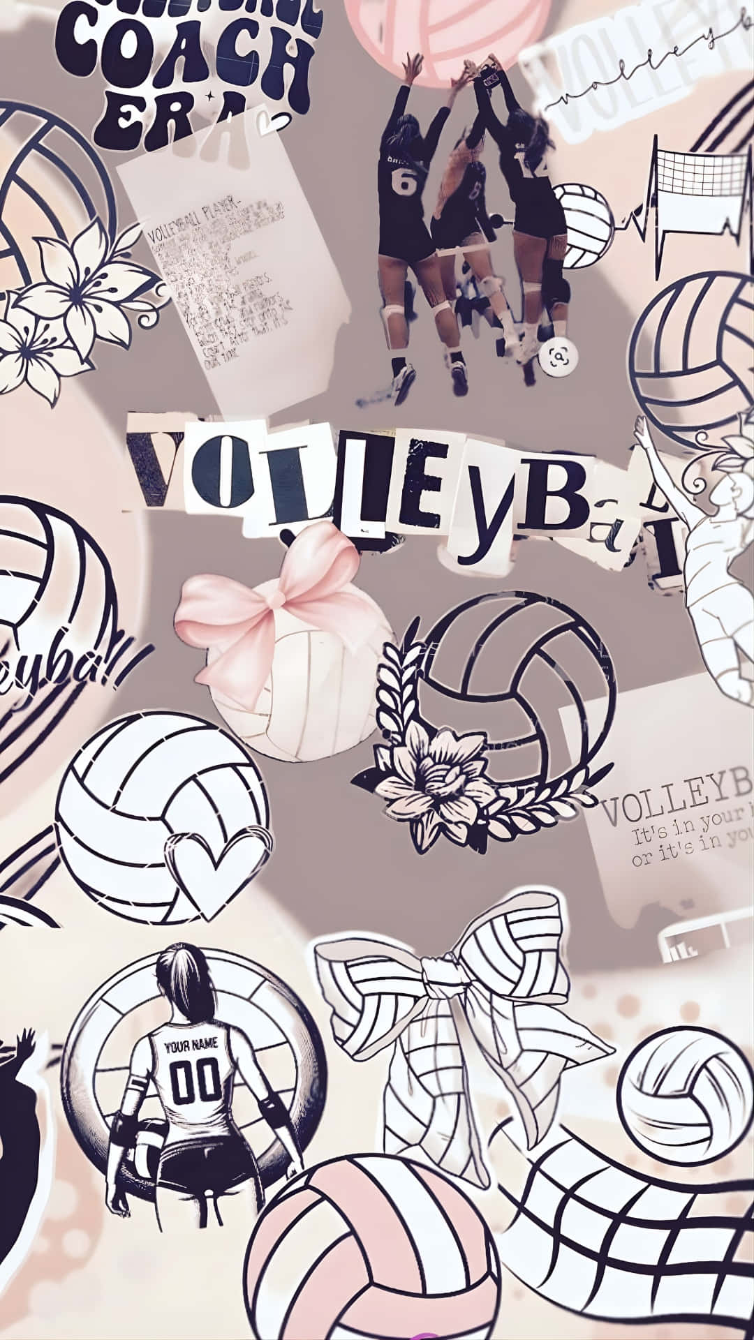 1080x1920 Download Preppy Volleyball Collage Wallpaper