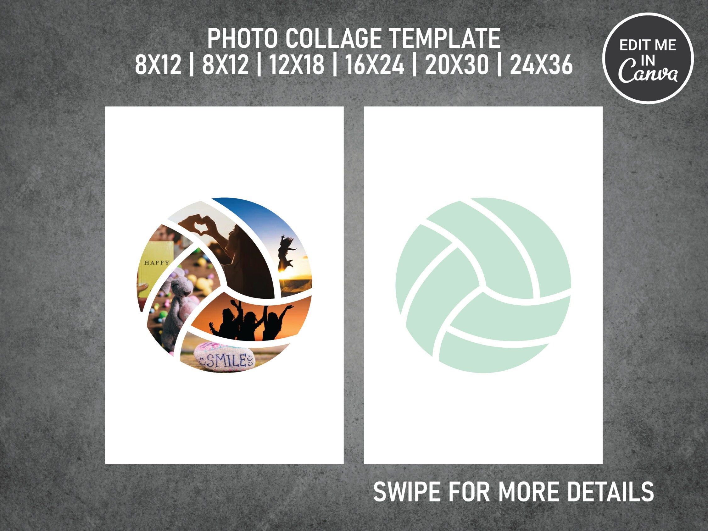 2251x1689 Volleyball Sport Photo Collage Template Canva PDF. Memorial Collage 8x 12x 16x 20x 24x36 Inch