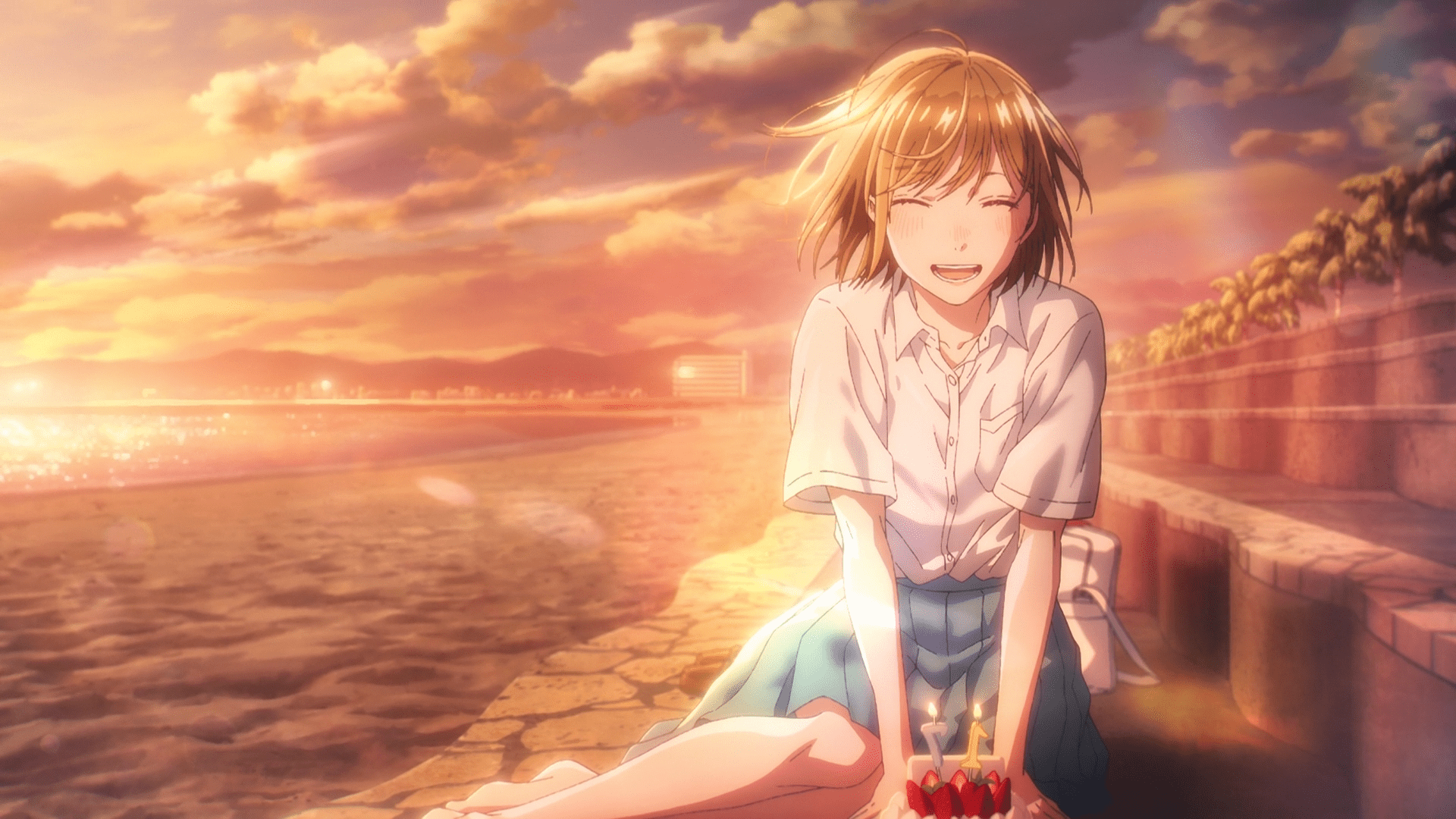 1920x1080 Chinatsu Kano from Blue Box Anime HD Sunset Wallpaperx1080