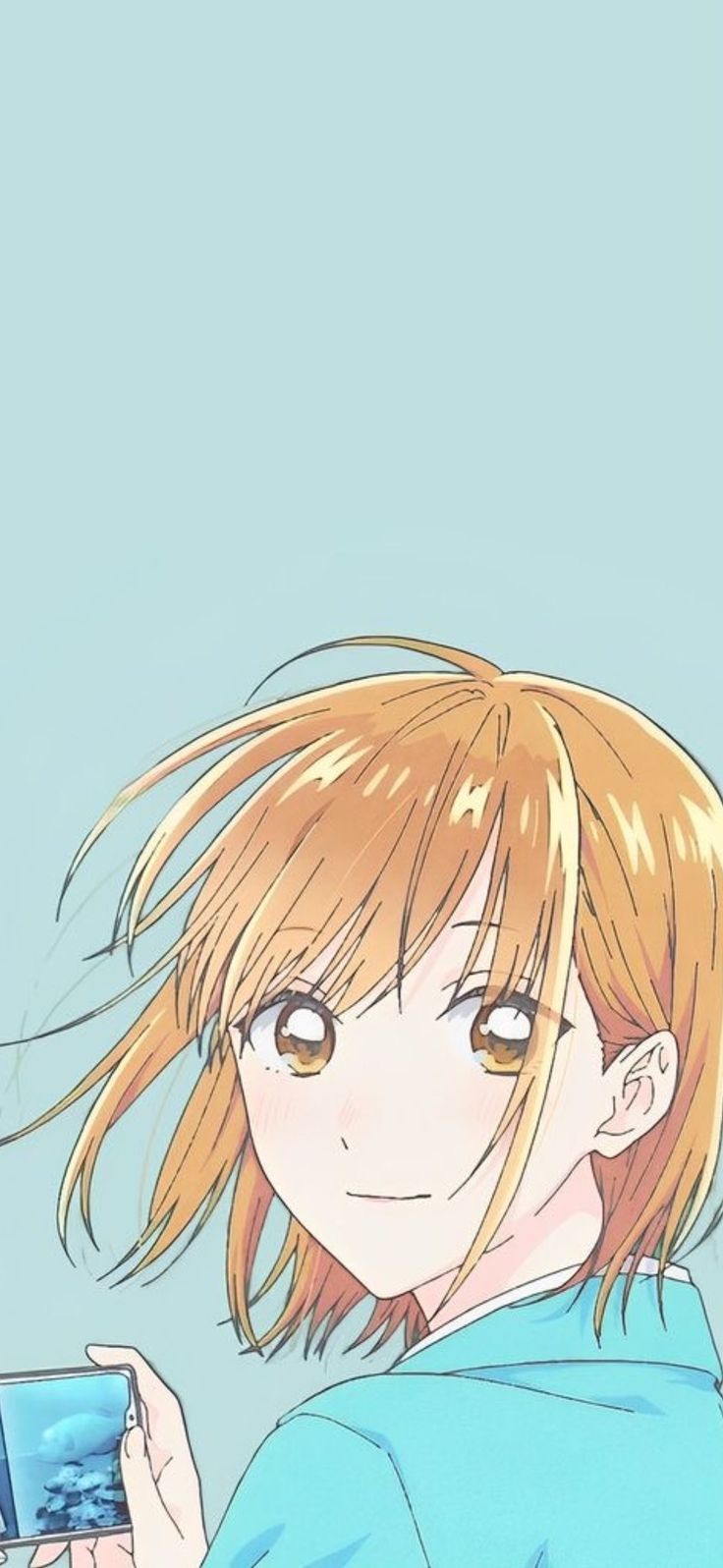 736x1596 Chinatsu blue box wallpaper. Bakemono no ko background wallpaper, Bakemono no ko anime background, Chinatsu