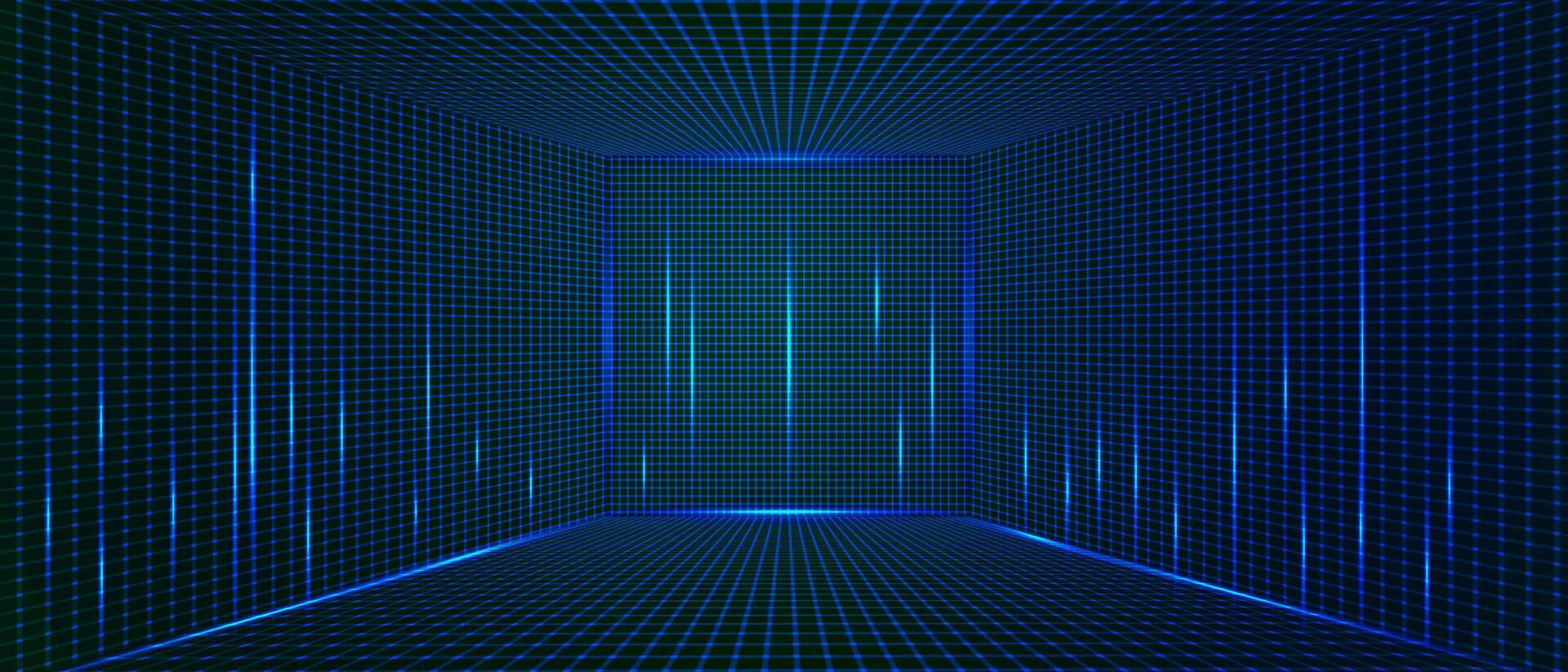 1920x823 Futuristic Neon Grid Room Background Design