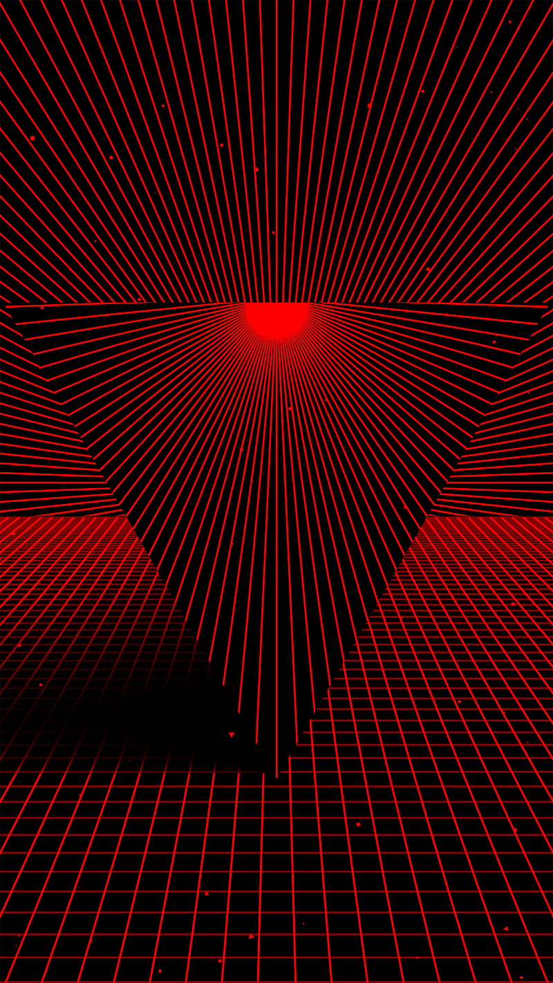 800x1422 Triangle With Red Line, Fantastic, Sci Fi, Futuristic, Geometric, Grid, Horizon, HD Phone Wallpaper