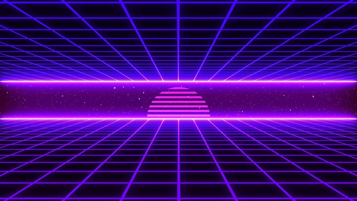 1244x700 Retro Sci Fi Background Futuristic Grid Landscape Of The 80s. Digital Cyber Surface. Suitable For Design In The Style Of The 1980s. 3D Illustration