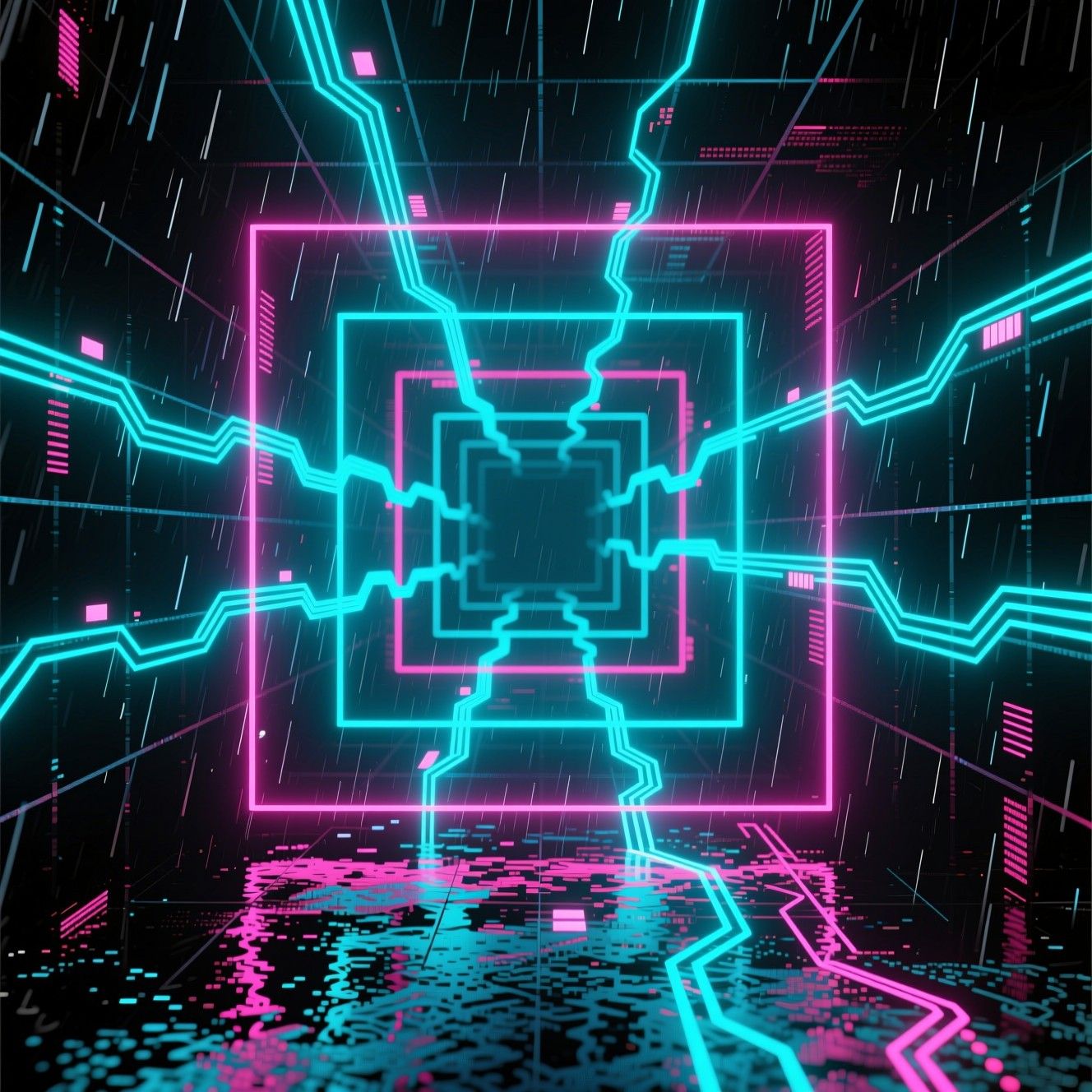 1328x1328 Download Neon Cyber Grid Image, Neon, Grid