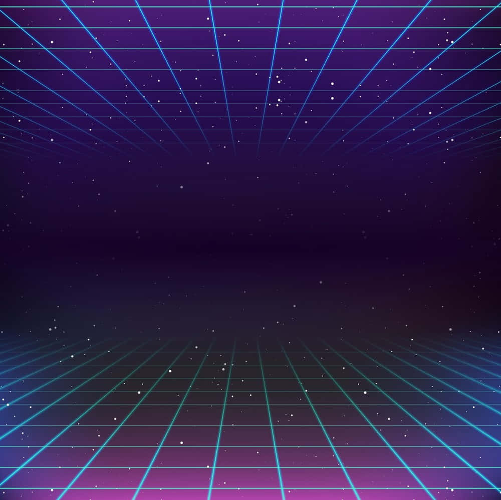 1000x998 Download a purple and blue grid background with stars Background