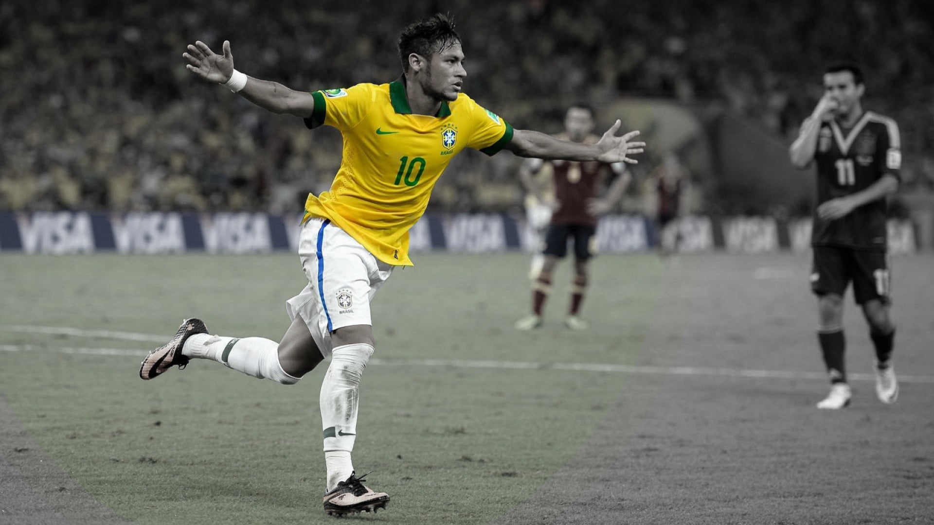 1920x1080 Neymar Jr., selective coloring, Neymar, Brazil, soccer HD wallpaper