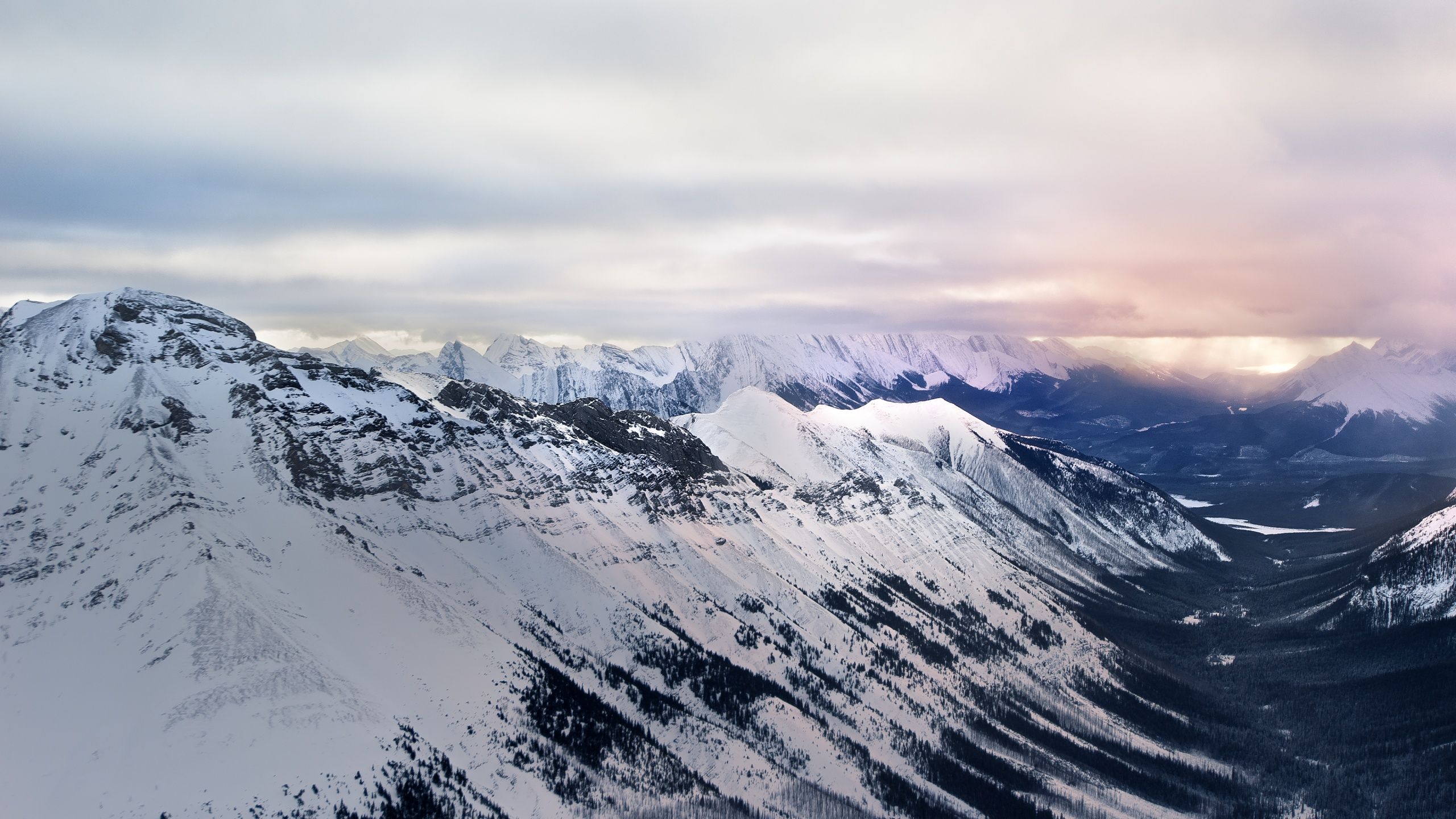 2560x1440 Cloudy Wallpaper 4K, Glacier mountains, Snow covered