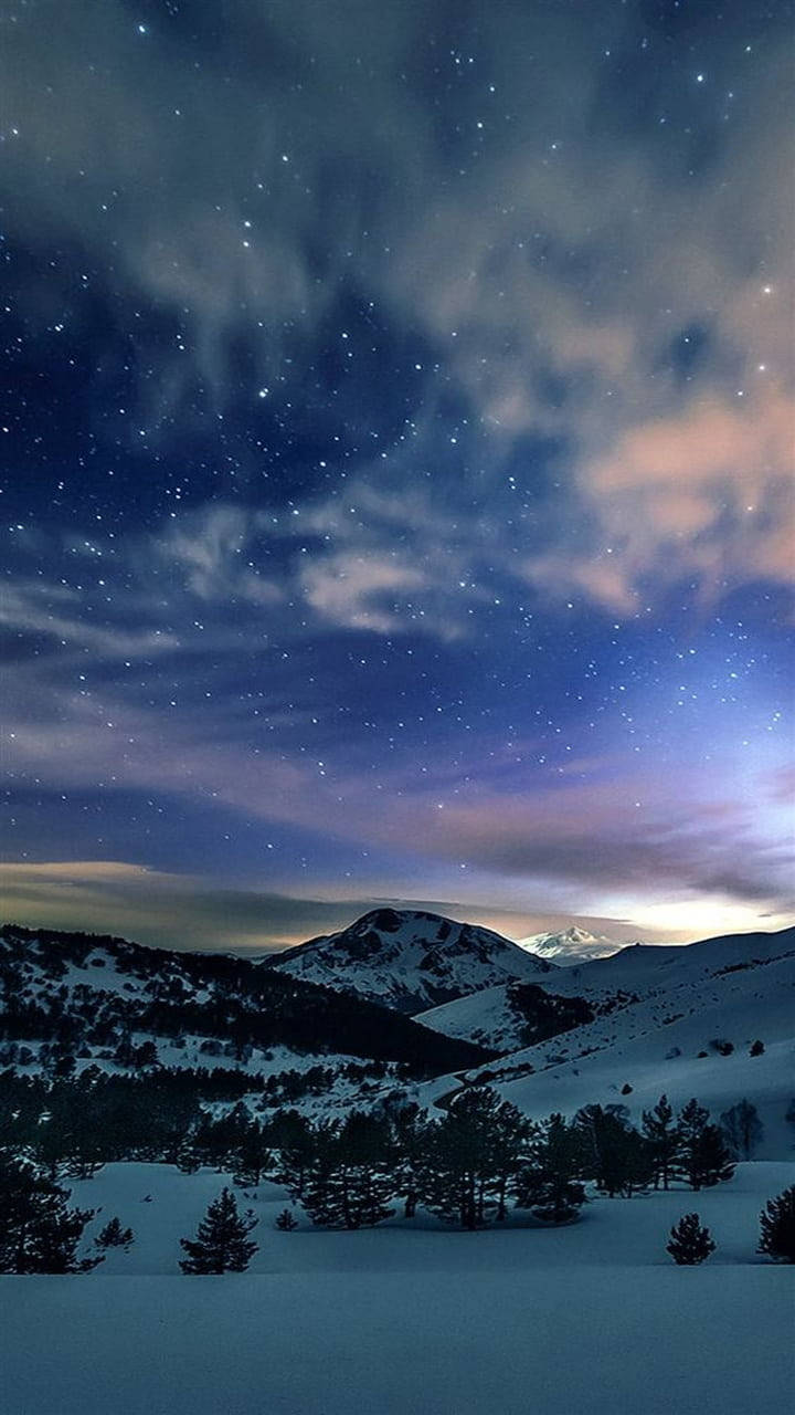 720x1280 Download Winter Phone Cloudy Starry Sky Wallpaper