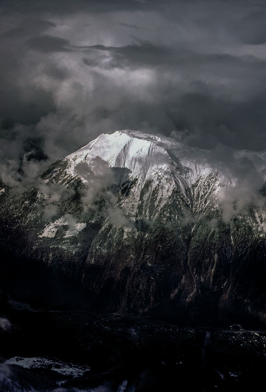 910x1342 mountain during winter, aerial, photography, mountain, cloudy, sky, wallpaper, iphone wallpaper