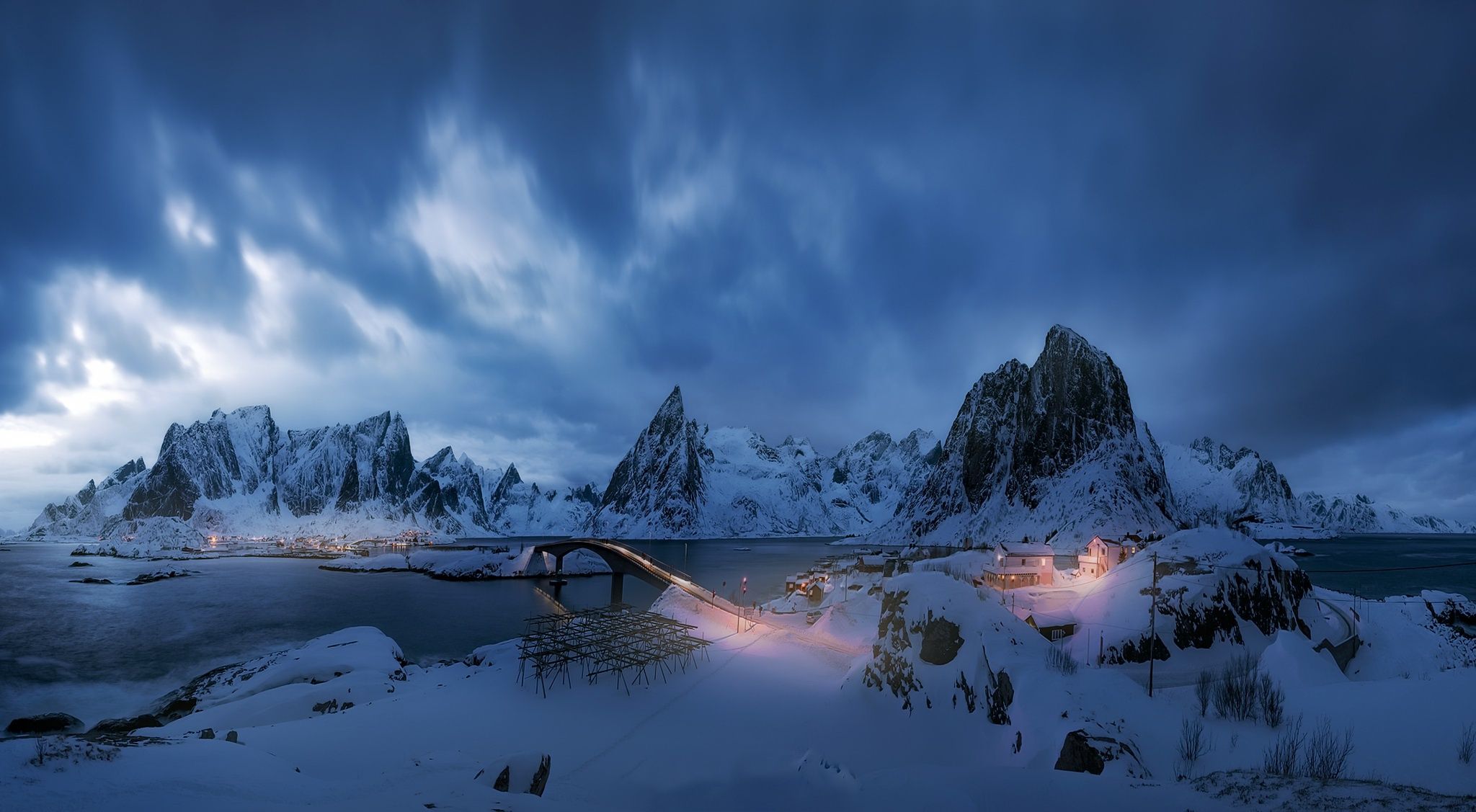 2048x1127 Cloudy Sky Over Snow Capped Mountains In Winter Desktop Wallpaper 640x480