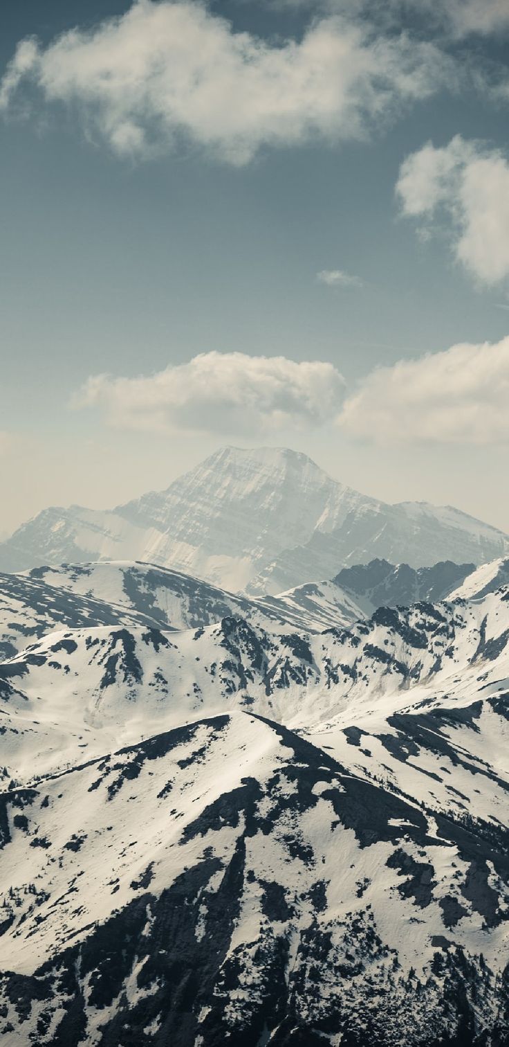 736x1512 Snowy Mountains Under a Cloudy Sky. Moto edge 50 pro wallpaper, Winter mountain wallpaper hd