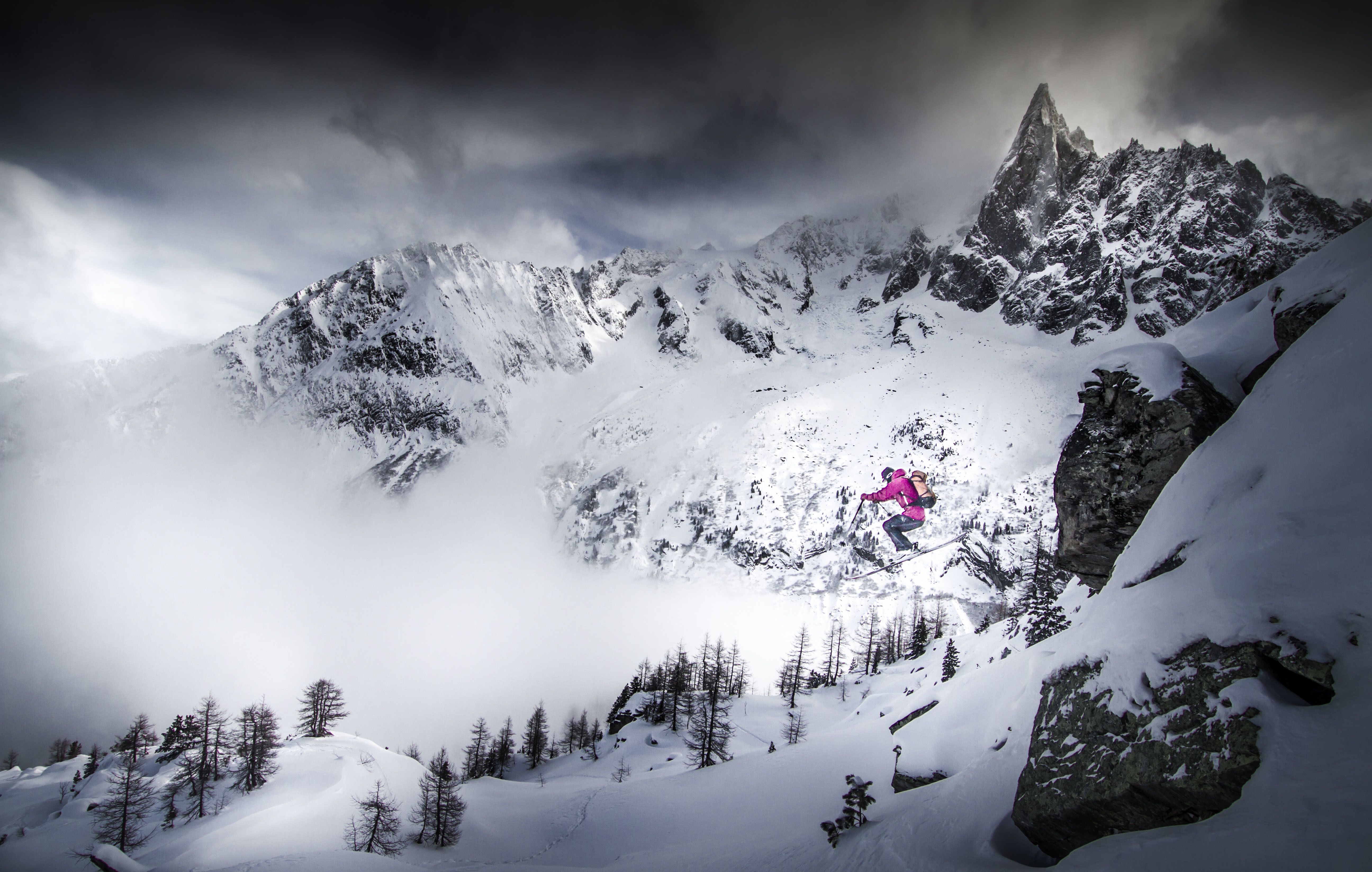 5184x3293 Wallpaper Snow Covered Mountain Under Cloudy Sky, Background Free Image
