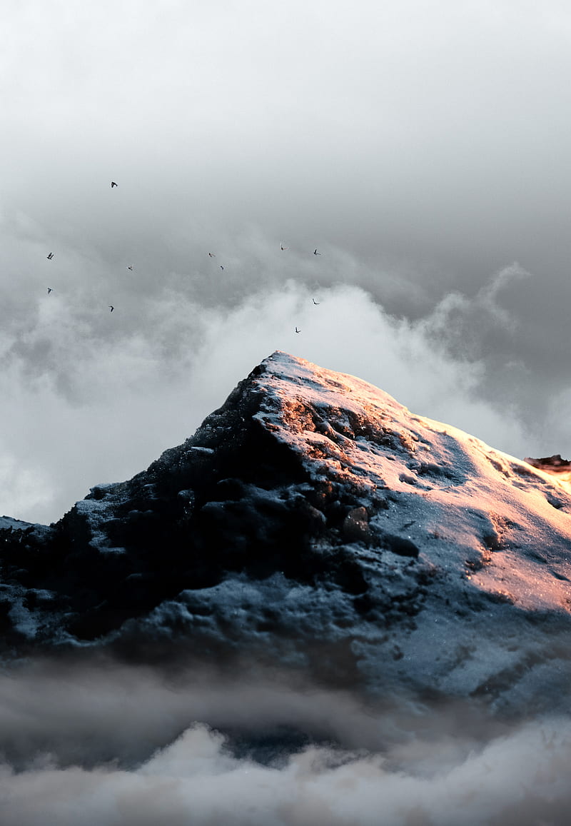 800x1157 Snow covered mountain under cloudy sky during daytime, HD phone wallpaper