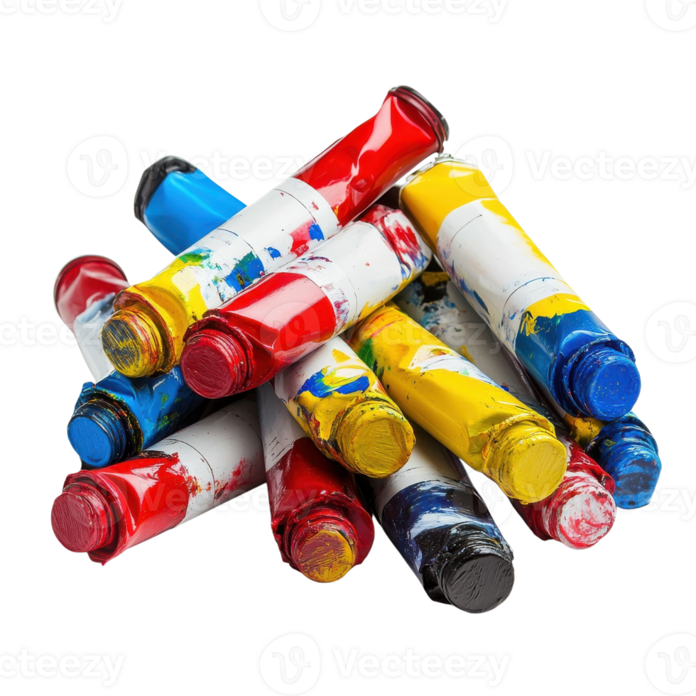 980x980 Colorful Paint Tubes with Splashes Artistic Studio Equipment Supply 71997227 PNG