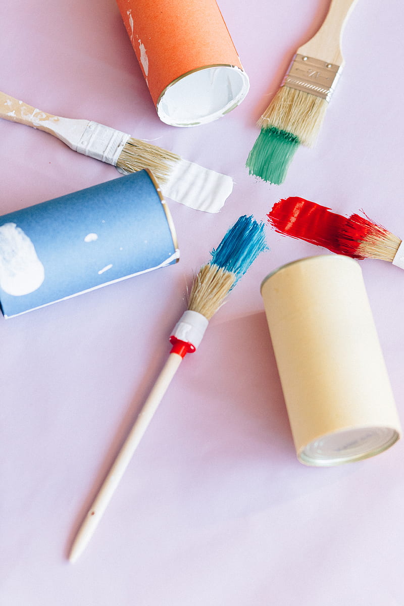 800x1200 Three paint tubes near paint brushes, HD wallpaper
